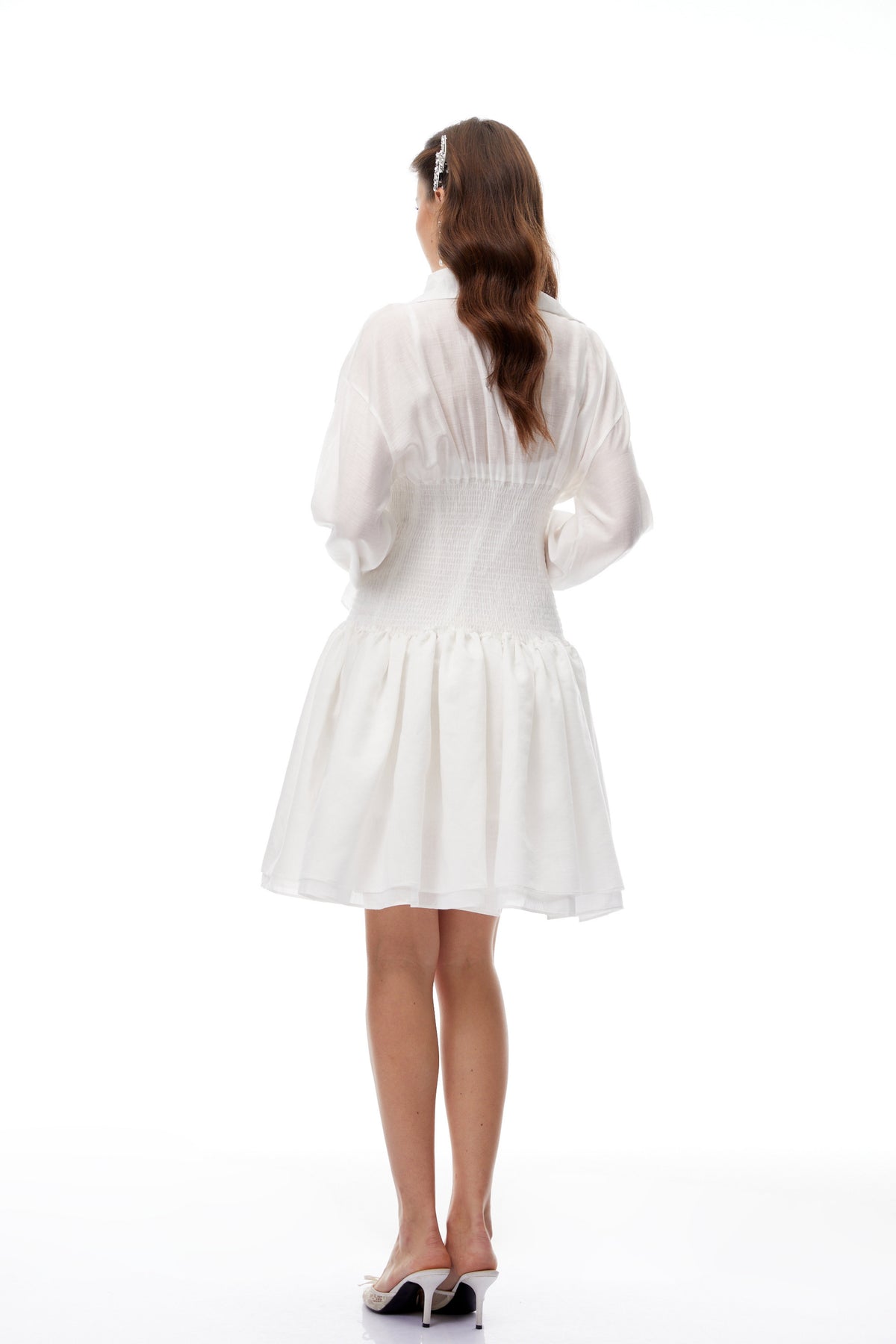 Giana White Double-Breasted Mini Shirt Dress (Final Sale)