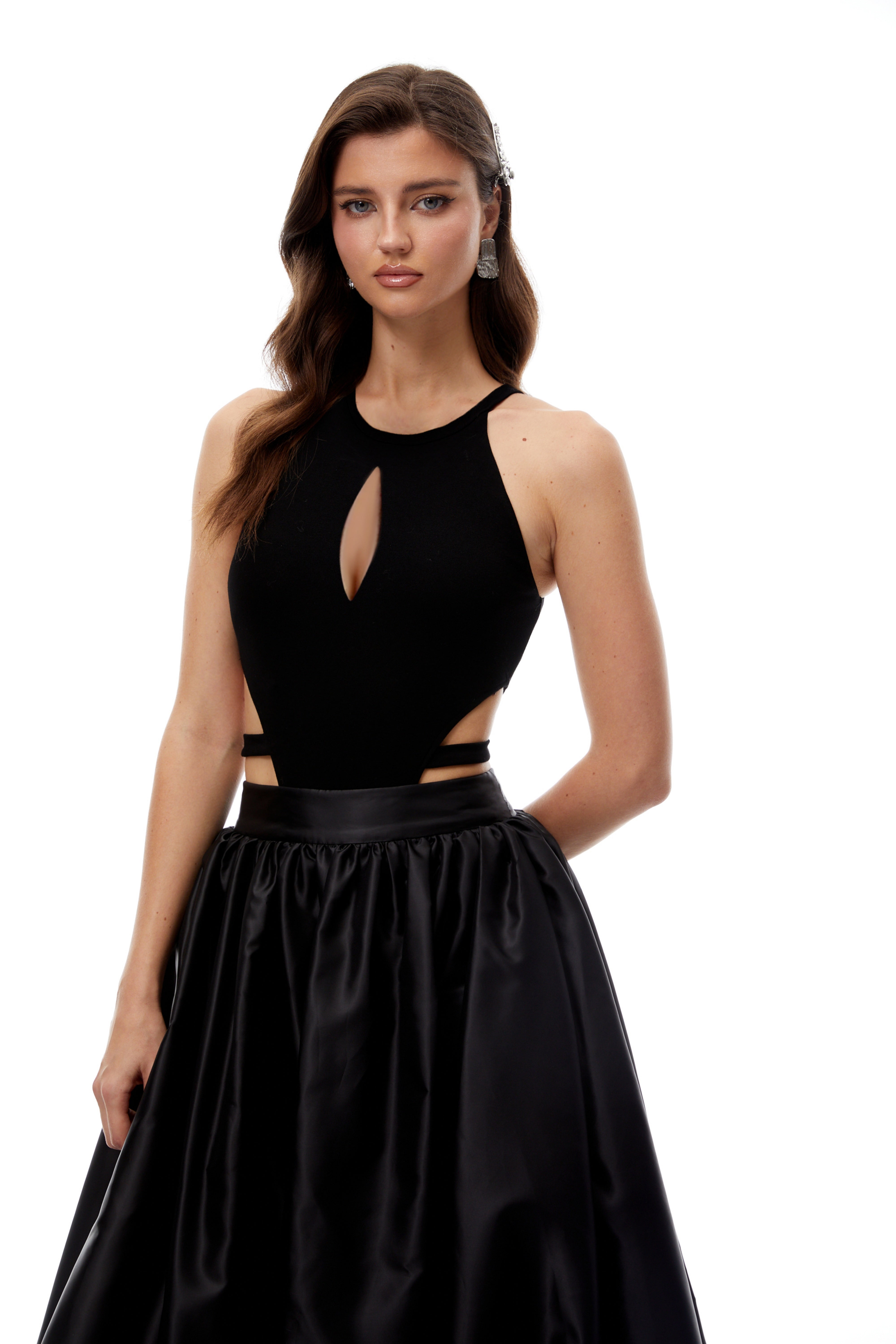 Riley Black Halterneck Cut Out Bodysuit