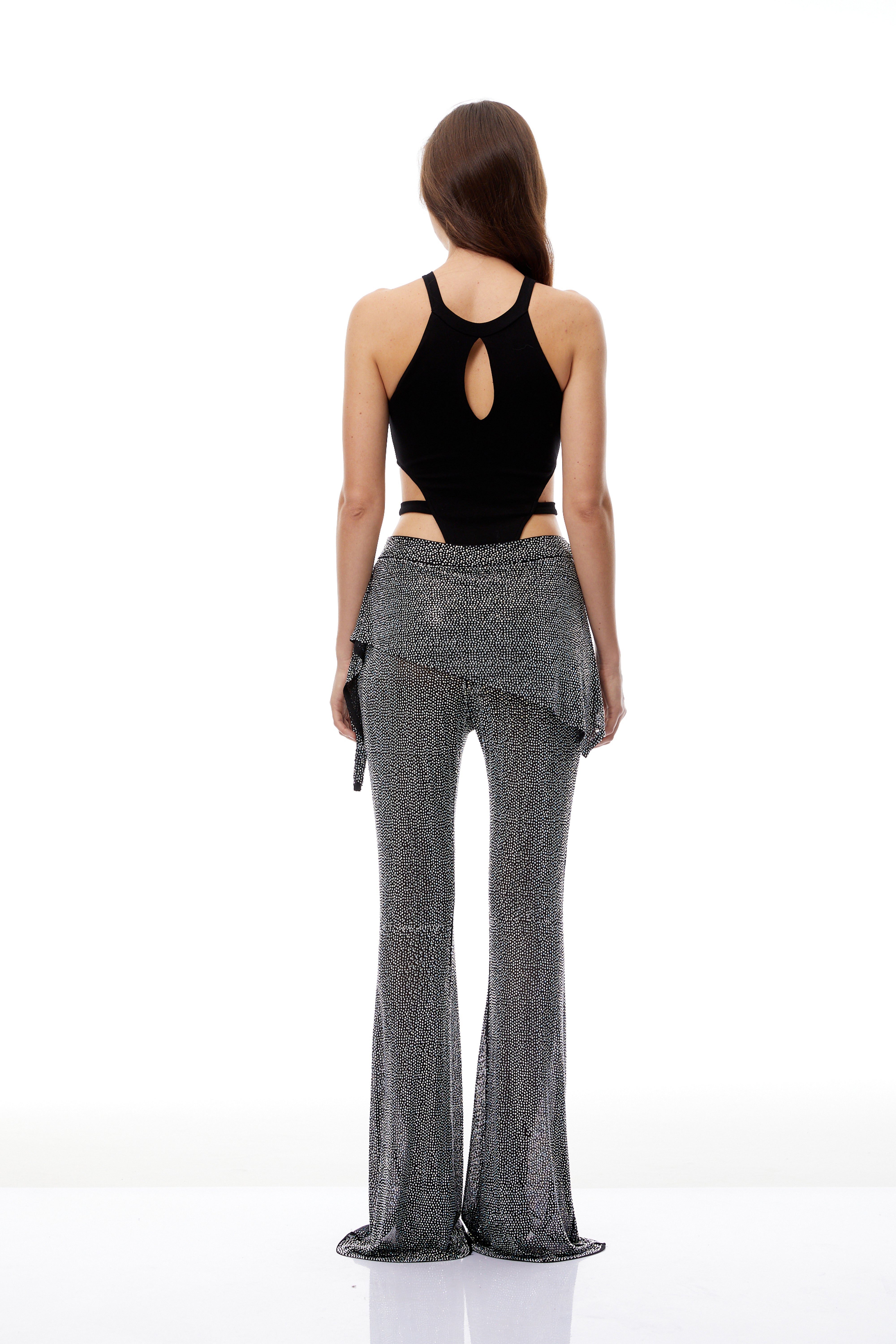 Wilhemine Sliver Rhinestone Flared Trousers
