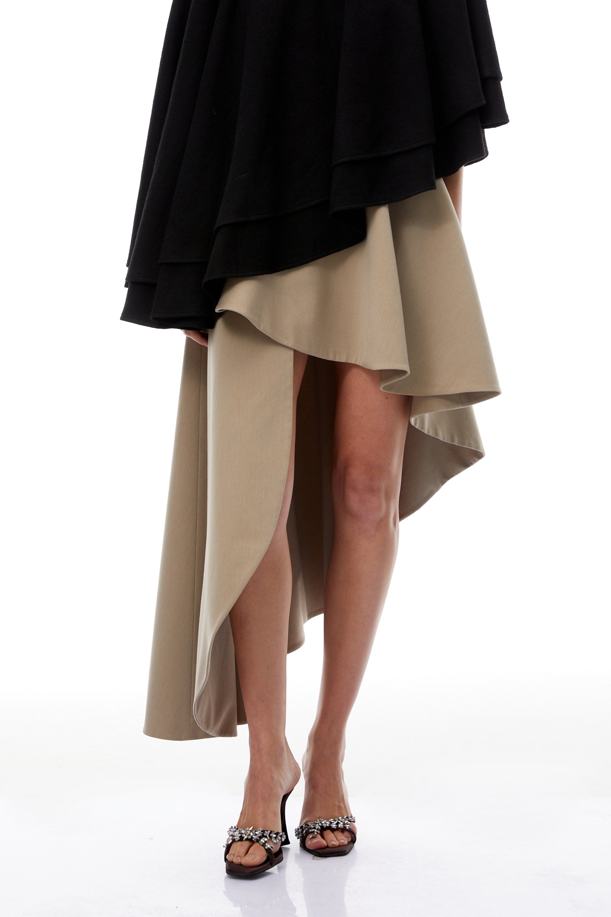 Filomena Grey Draped Asymmetrical Mini Skirt