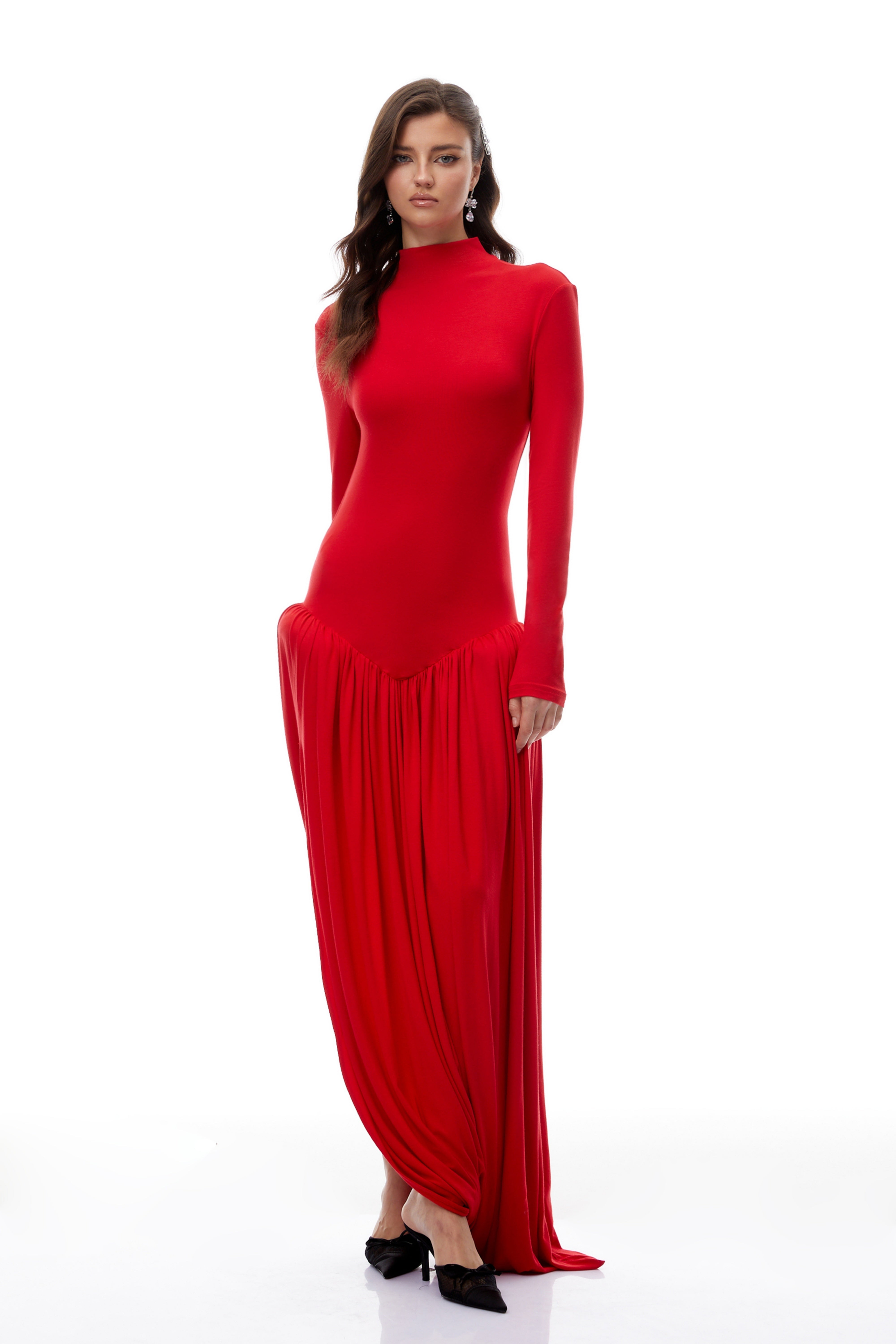 Sagesse Red Open Back Asymmetrical Maxi Dress (Final Sale-US Only)