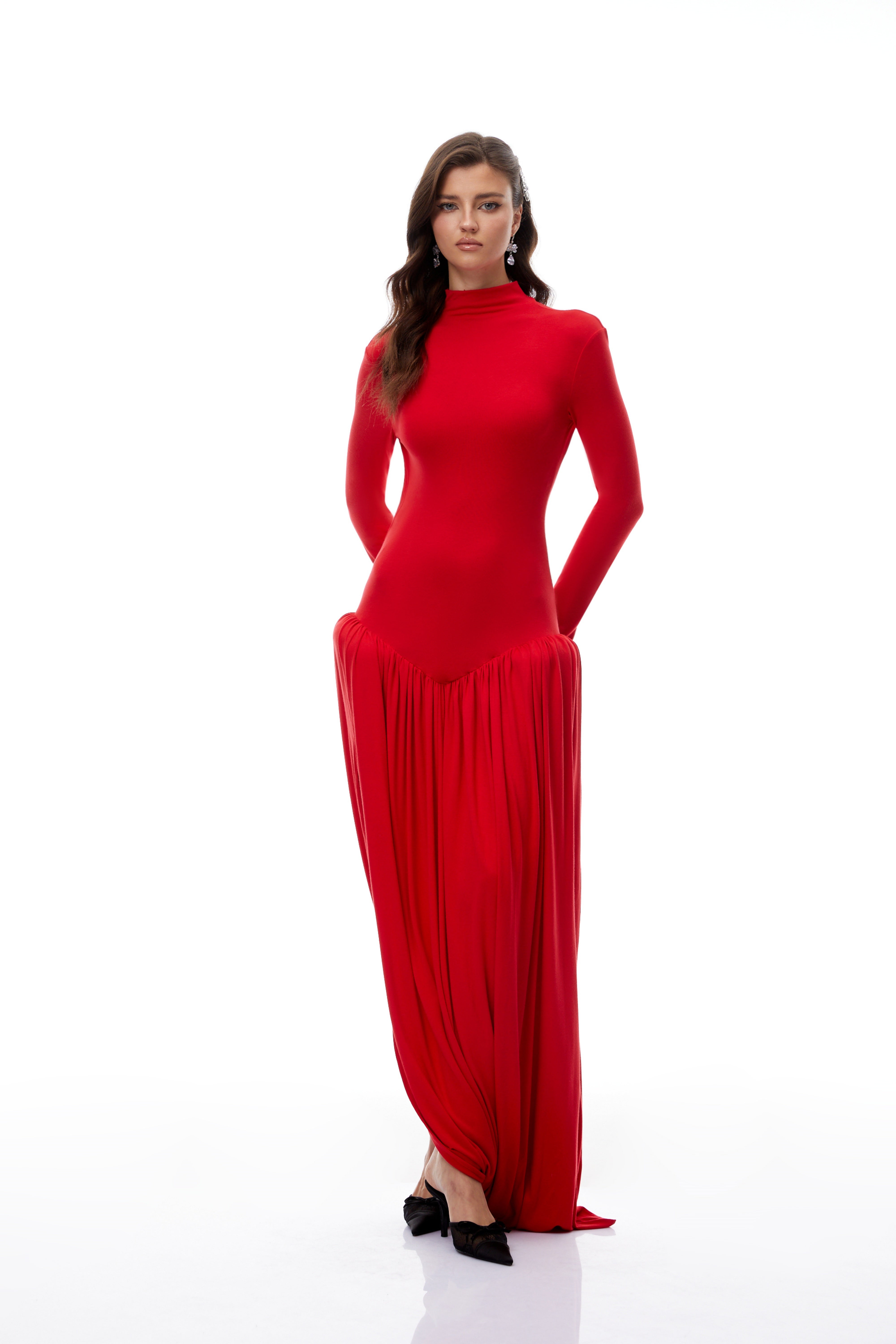 Sagesse Red Open Back Asymmetrical Maxi Dress (Final Sale-US Only)