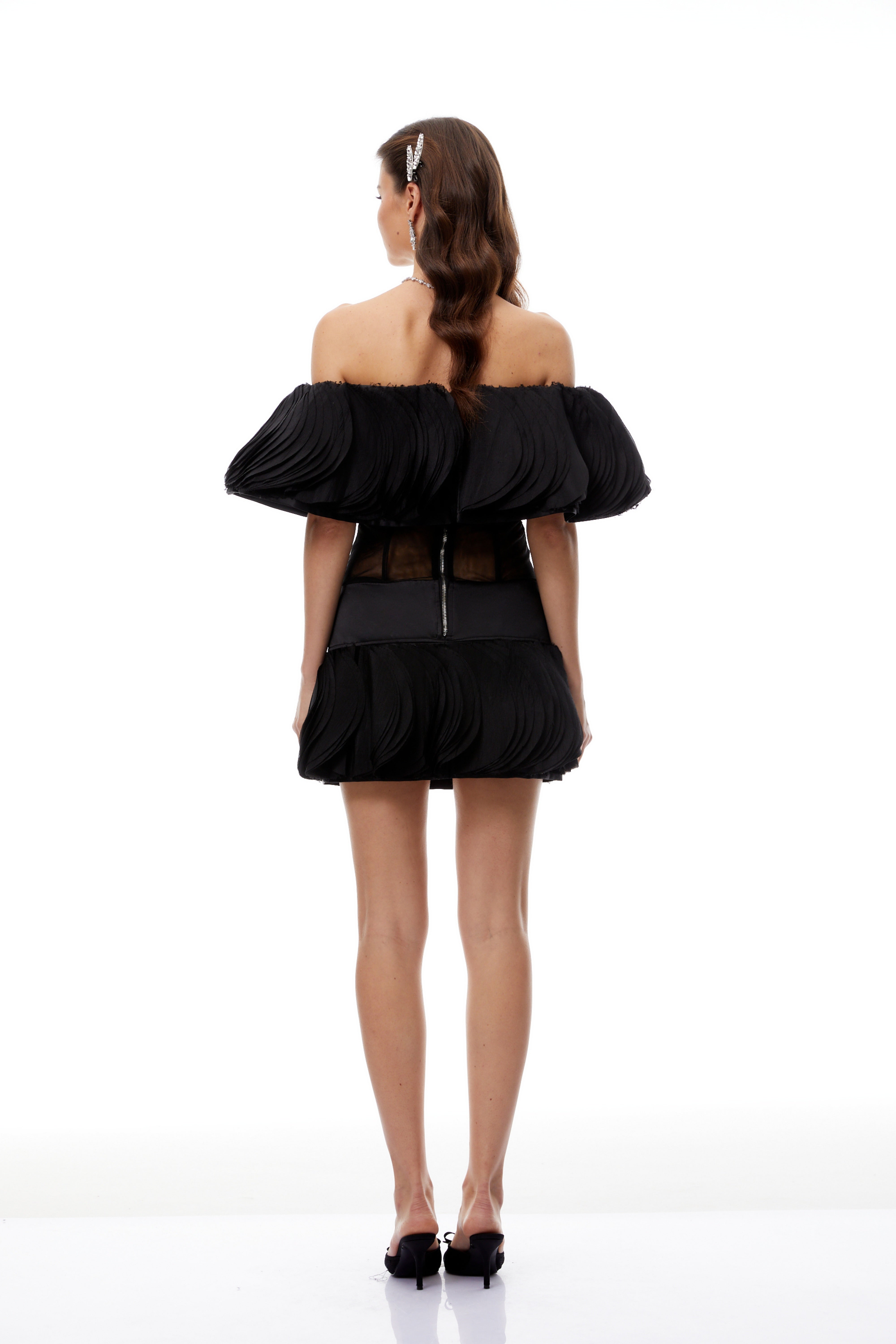 Mabel Black Layered Ruffled Mini Dress (Final Sale)