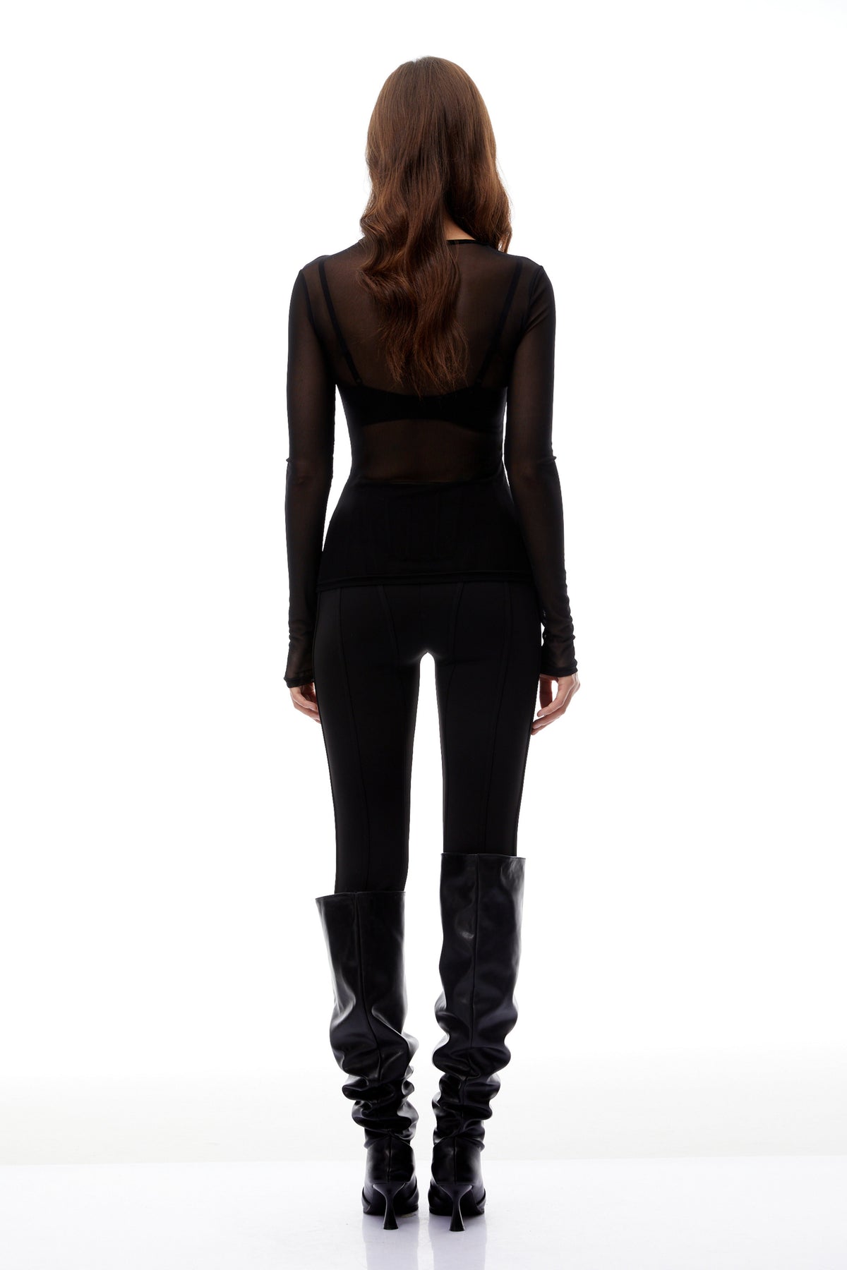 Apolline Black Sequined Sheer Mesh Blouse