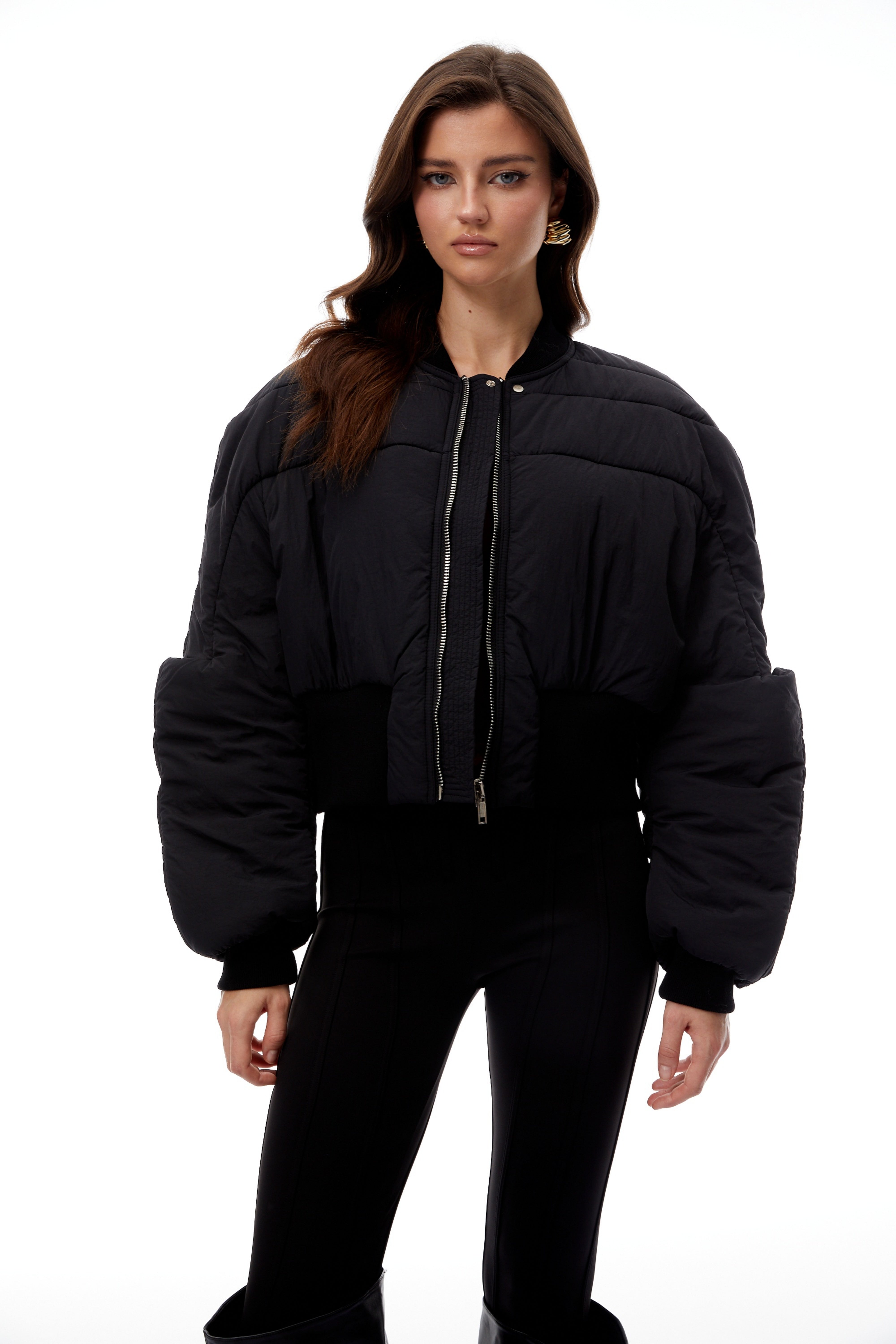 Winona Black Structured Bomber Down Jacket