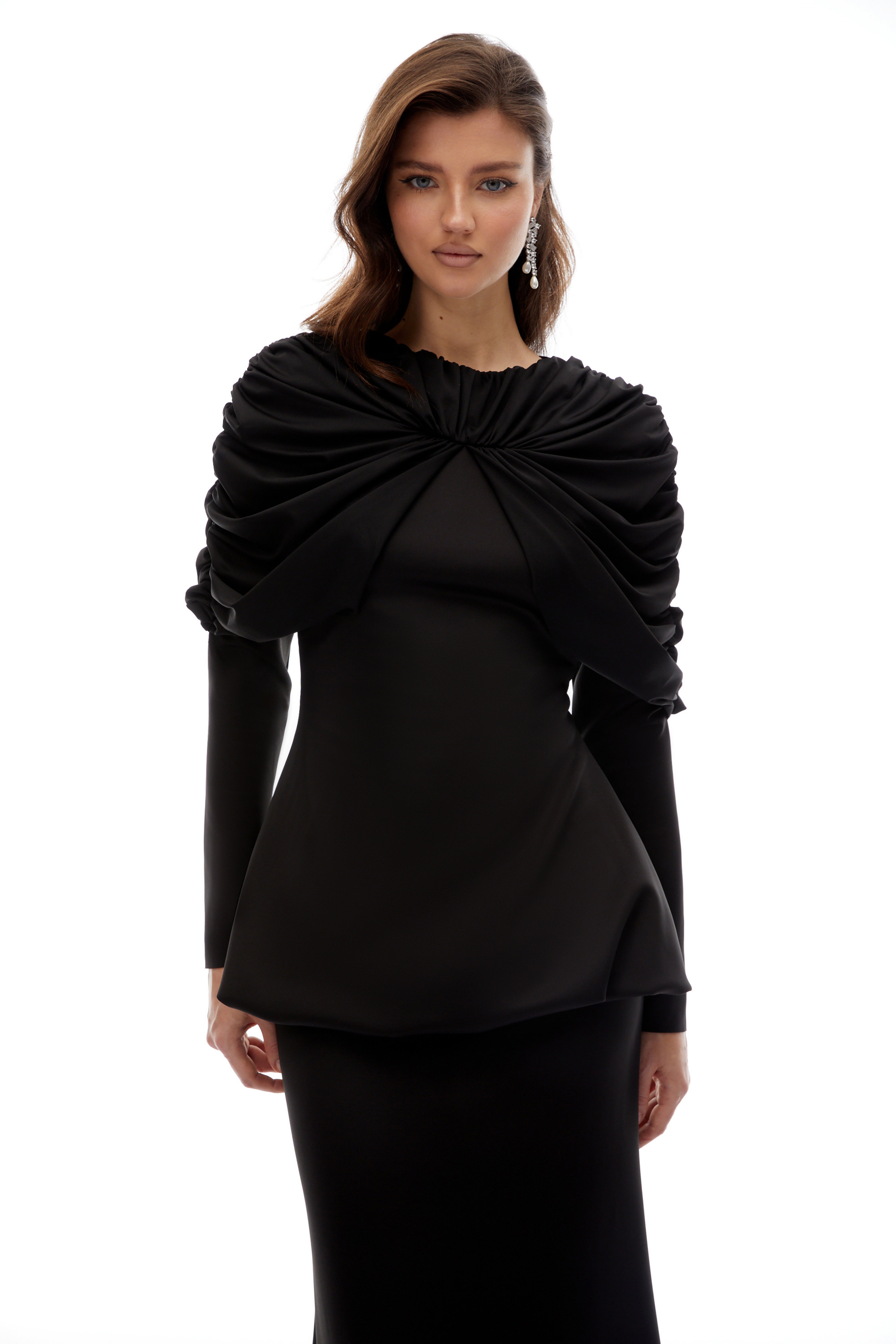 Hedda Black Pleated Dress Set