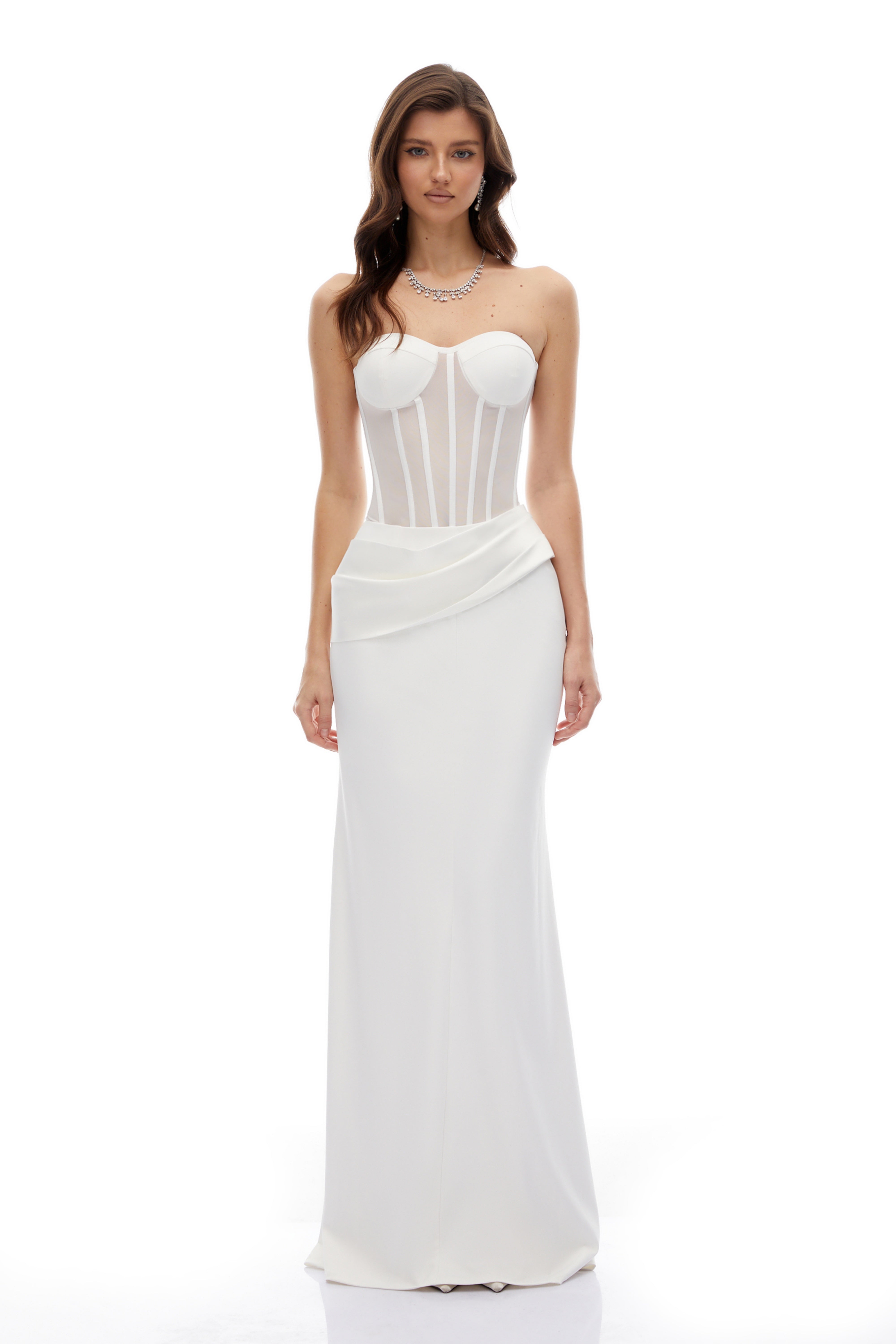 Thora White Corset Flared Gown (Final Sale)