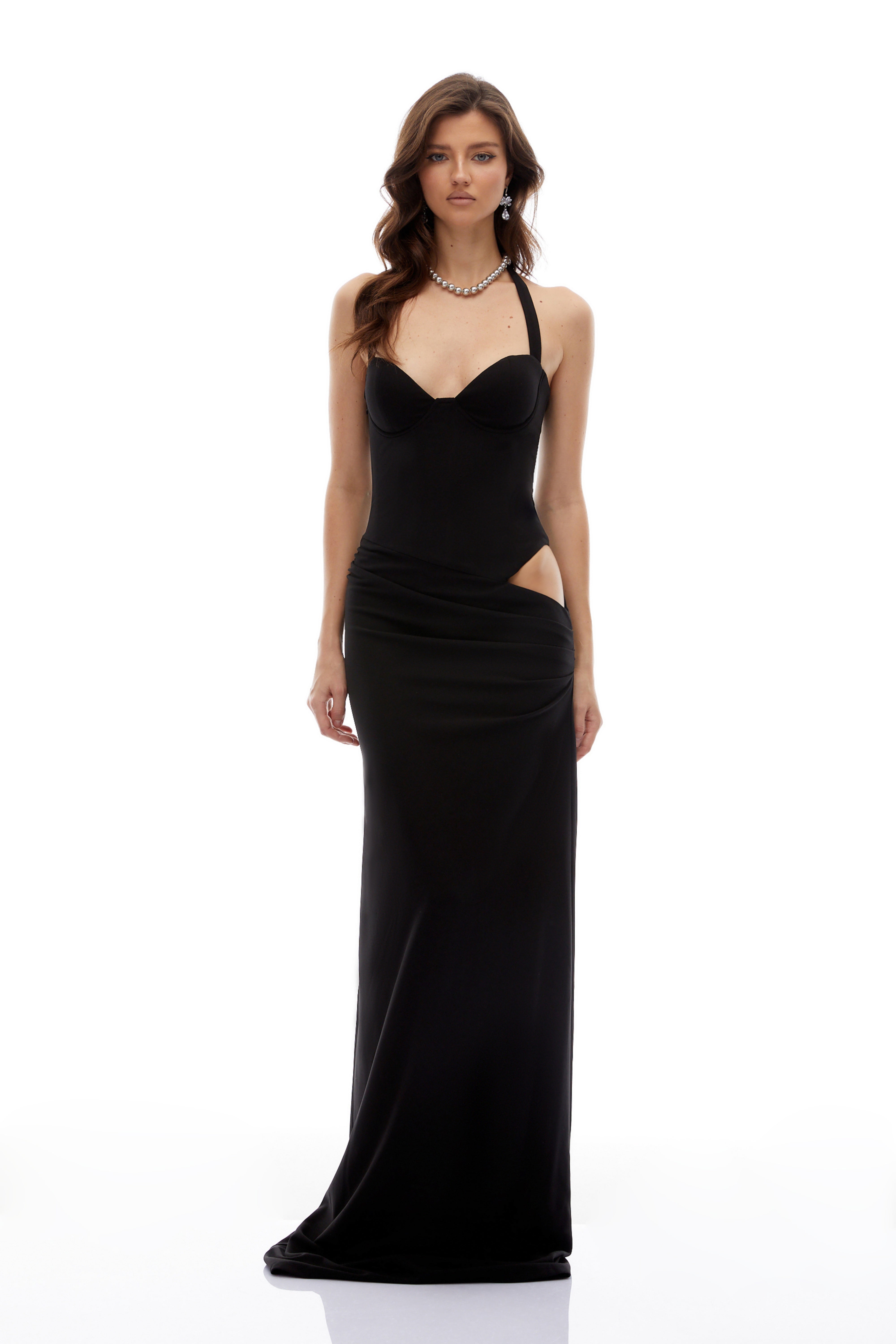 Kaelin Black Halterneck Cut Out Maxi Dress (Final Sale)
