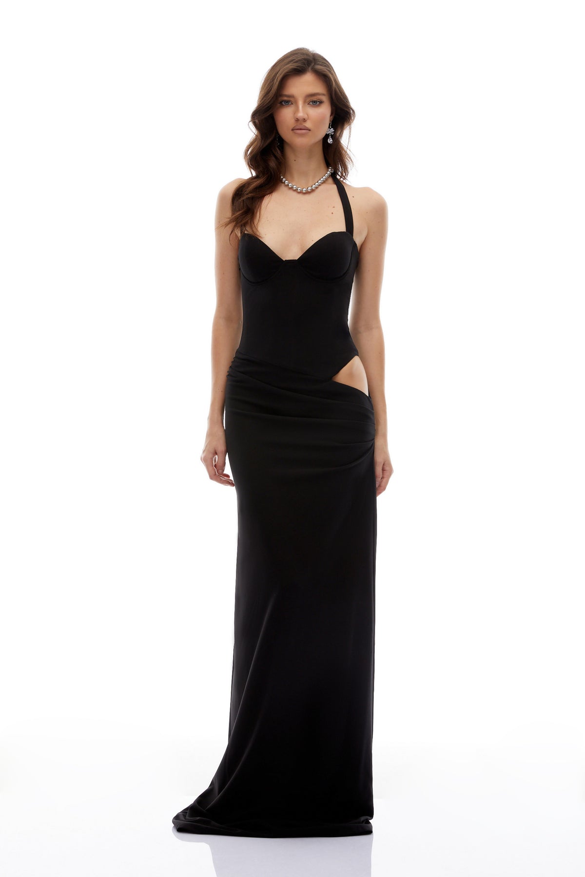 Kaelin Black Halterneck Cut Out Maxi Dress