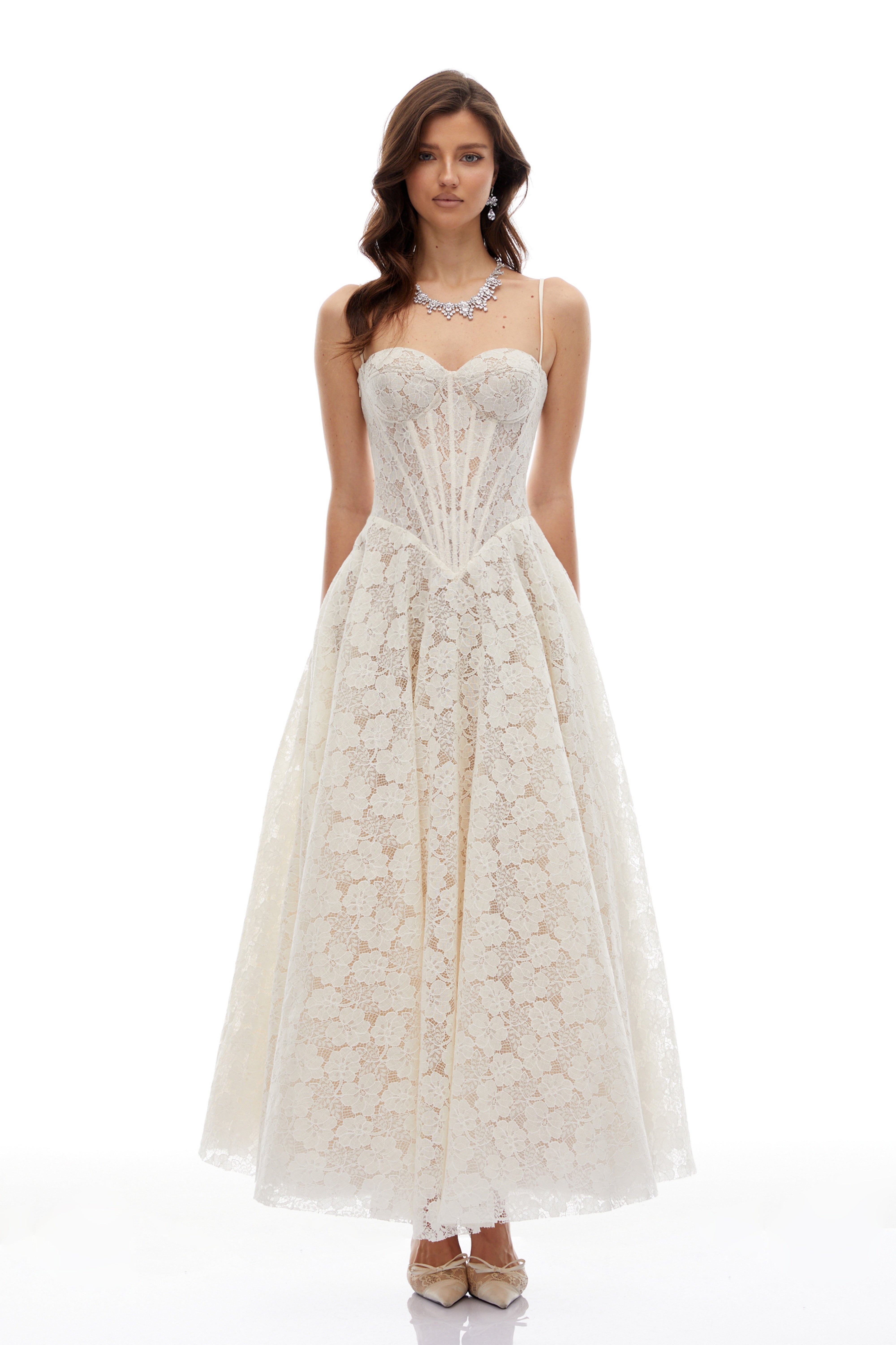 Celina White Lace Corset Maxi Dress (Final Sale-US Only)