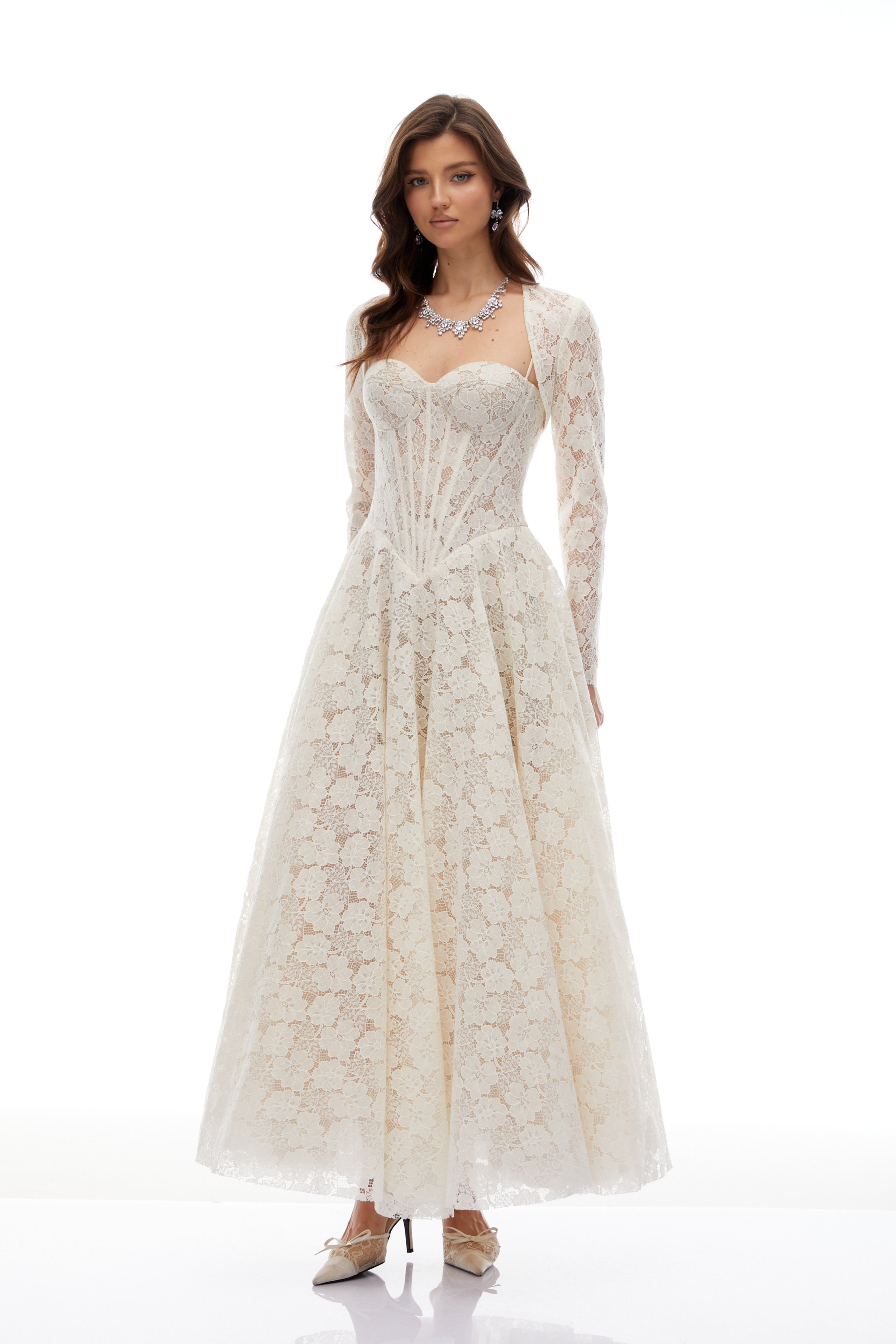 Celina White Lace Corset Maxi Dress (Final Sale-US Only)