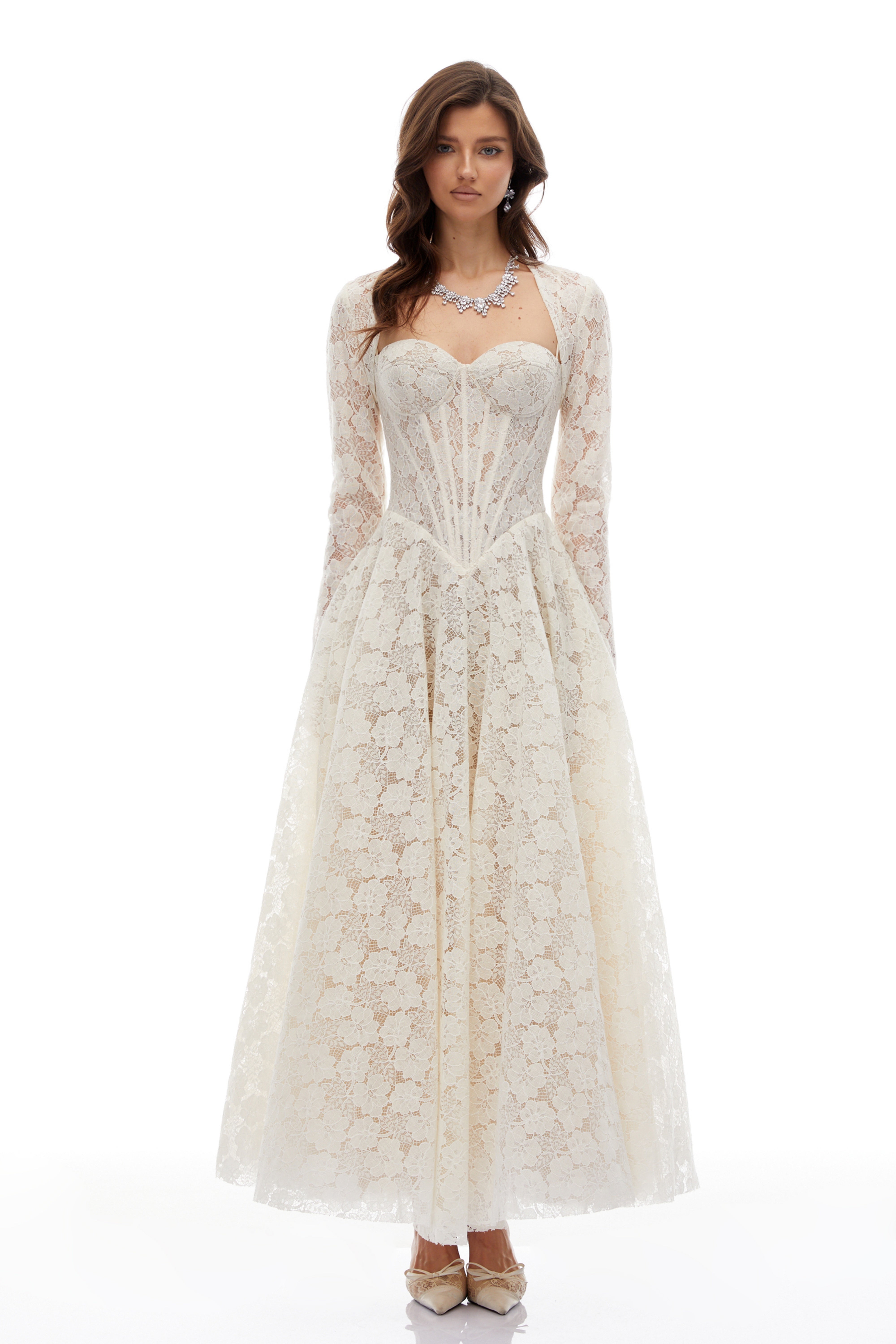 Celina White Lace Corset Maxi Dress (Final Sale-US Only)