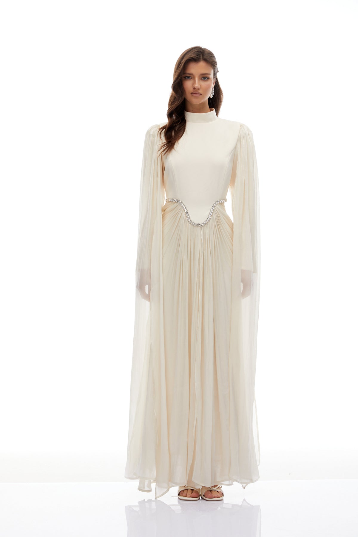 Andrine White Crystal Embellished Maxi Dress