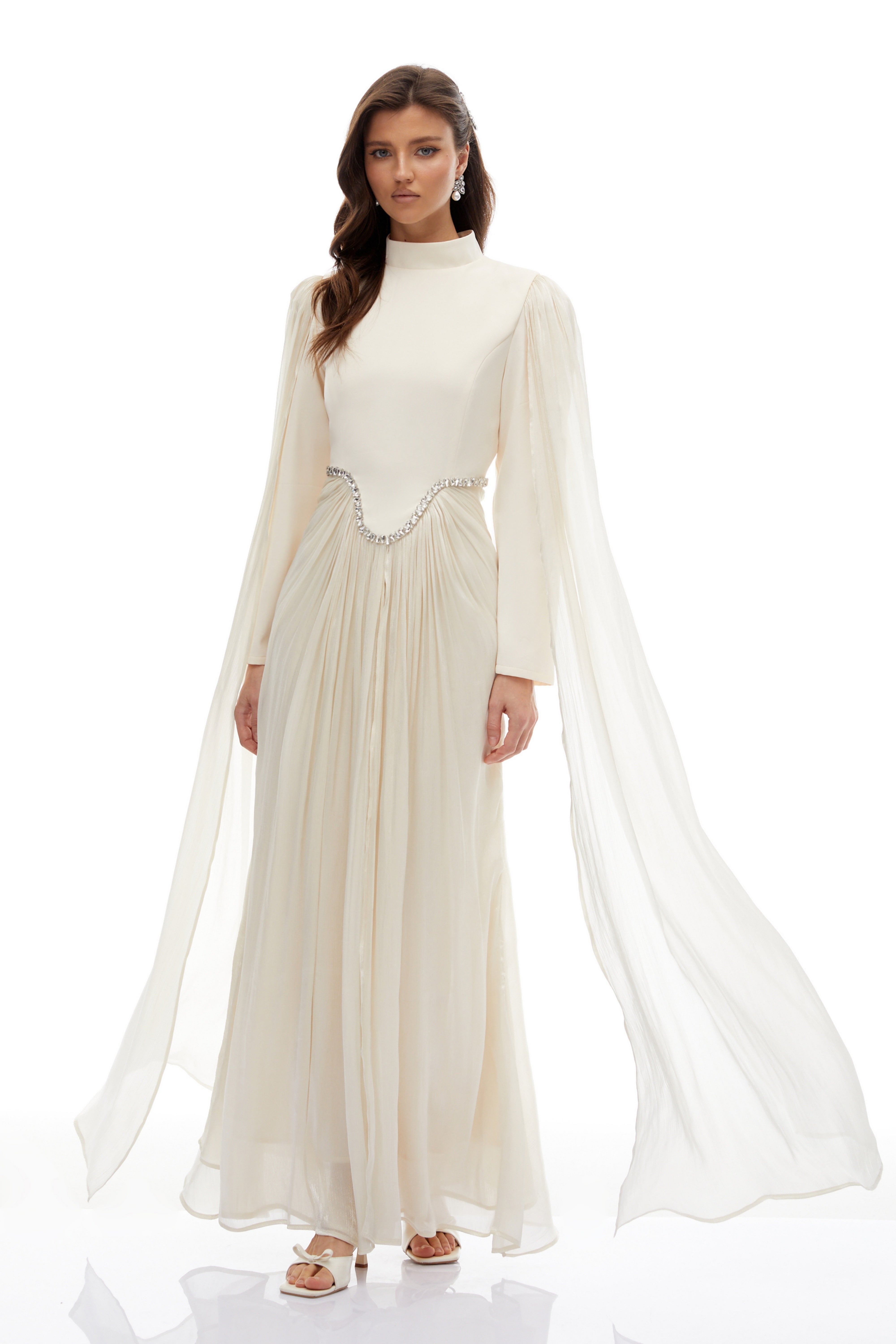 Andrine White Crystal Embellished Maxi Dress (Final Sale)