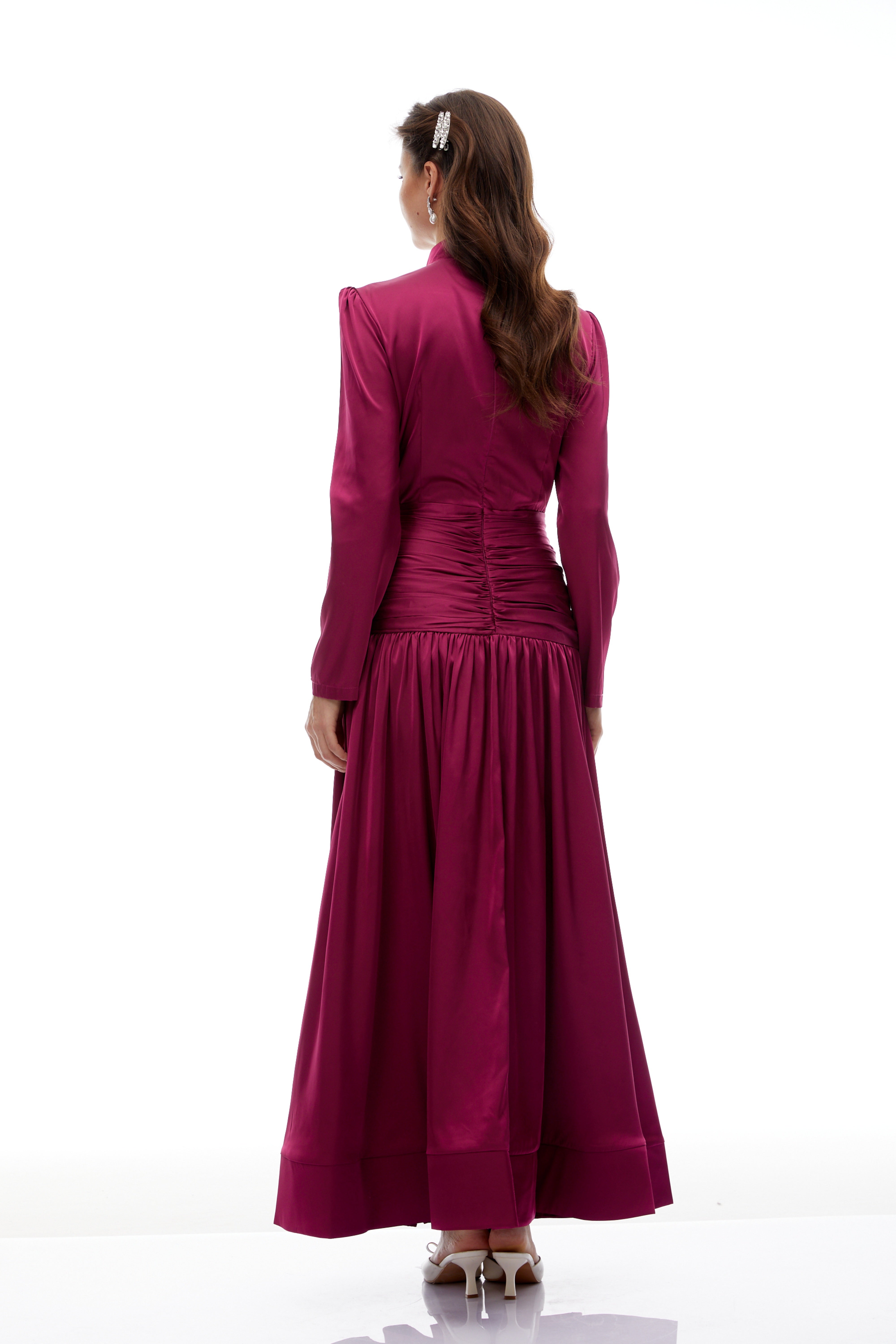 Faithe Rose Purple Bow Ruched Maxi Dress