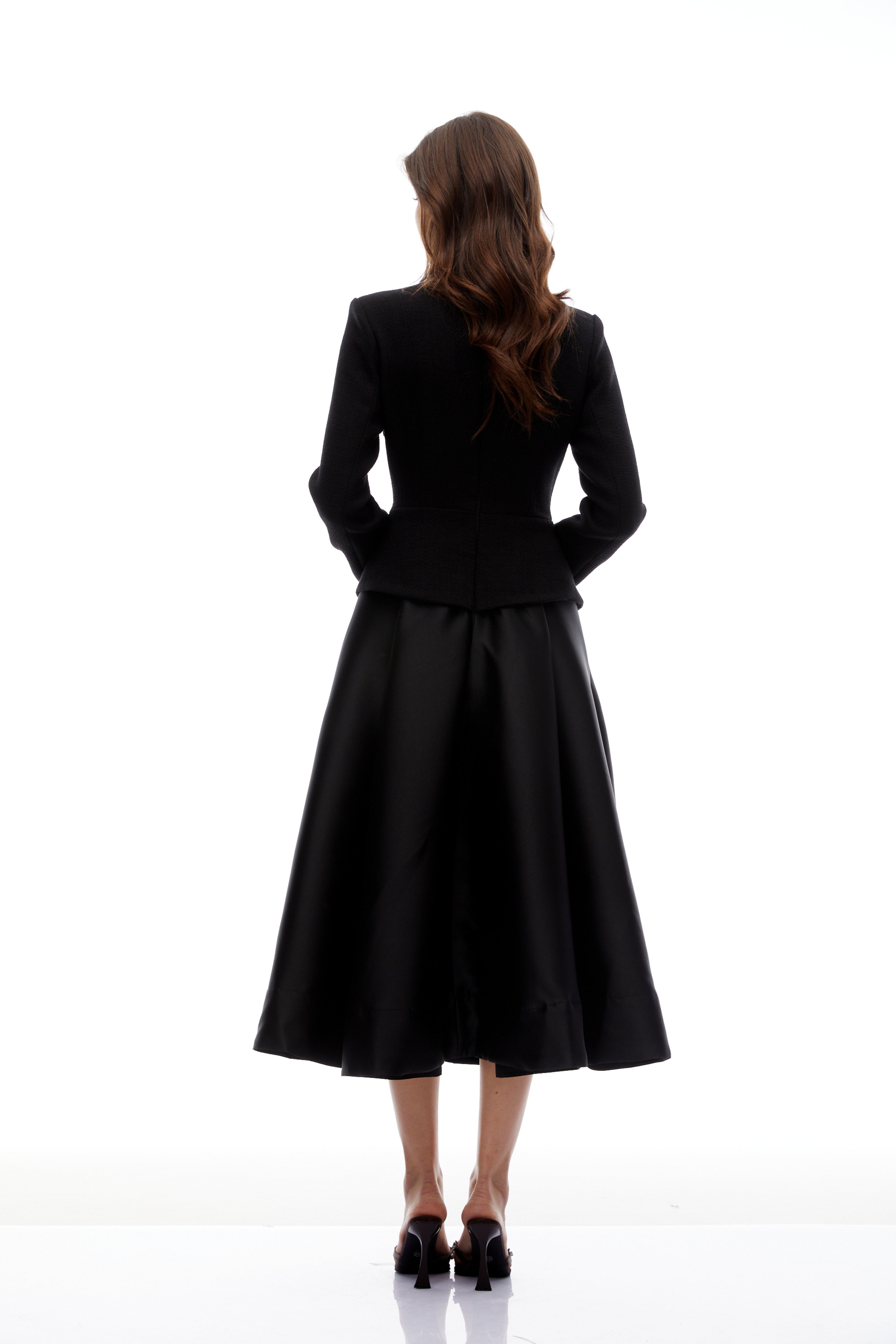 Lorelei Black High Neck Tweed Midi Dress (Final Sale)