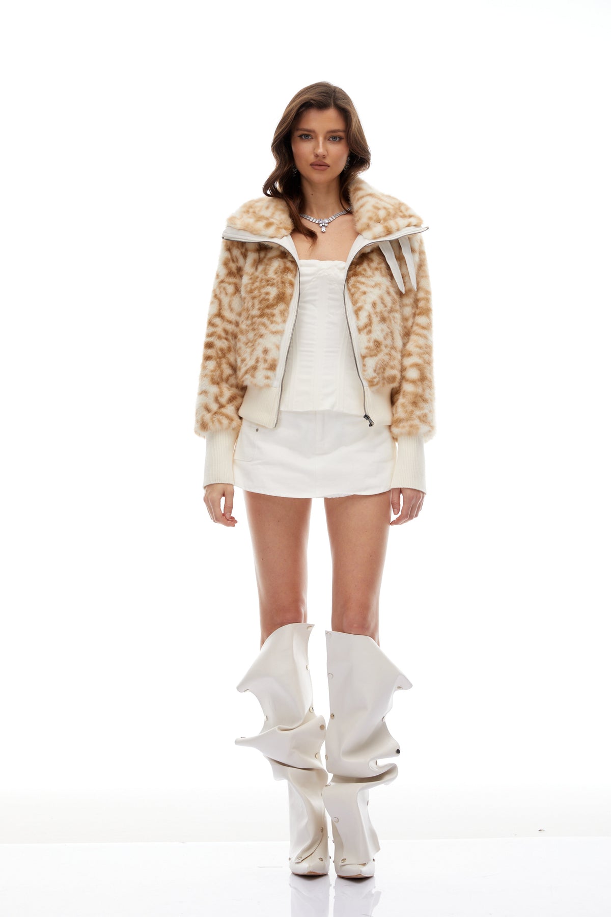 Amira Brown Ombré Print Fur Coat