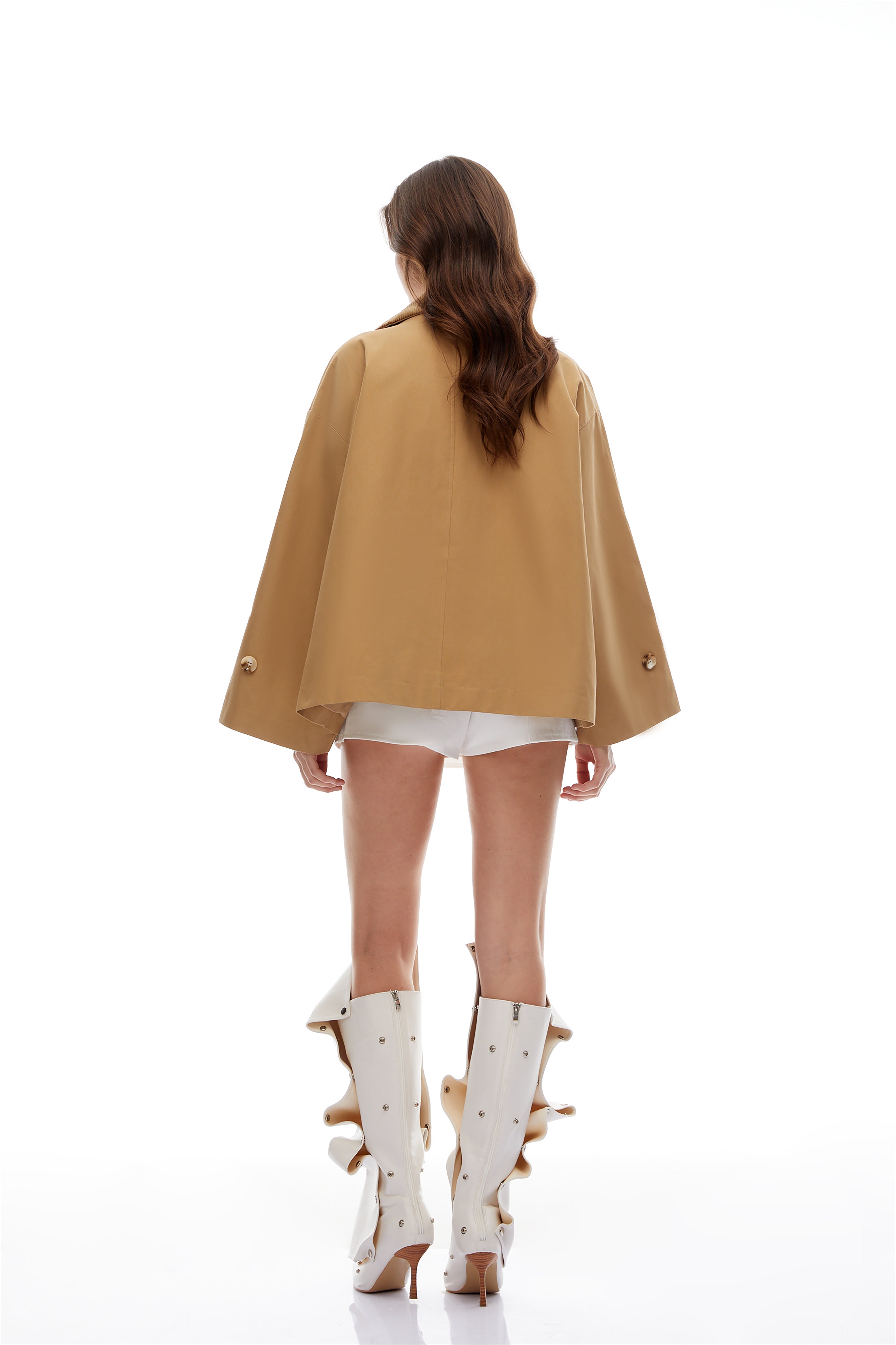 Eudora Khaki Ribbed Trench Coat