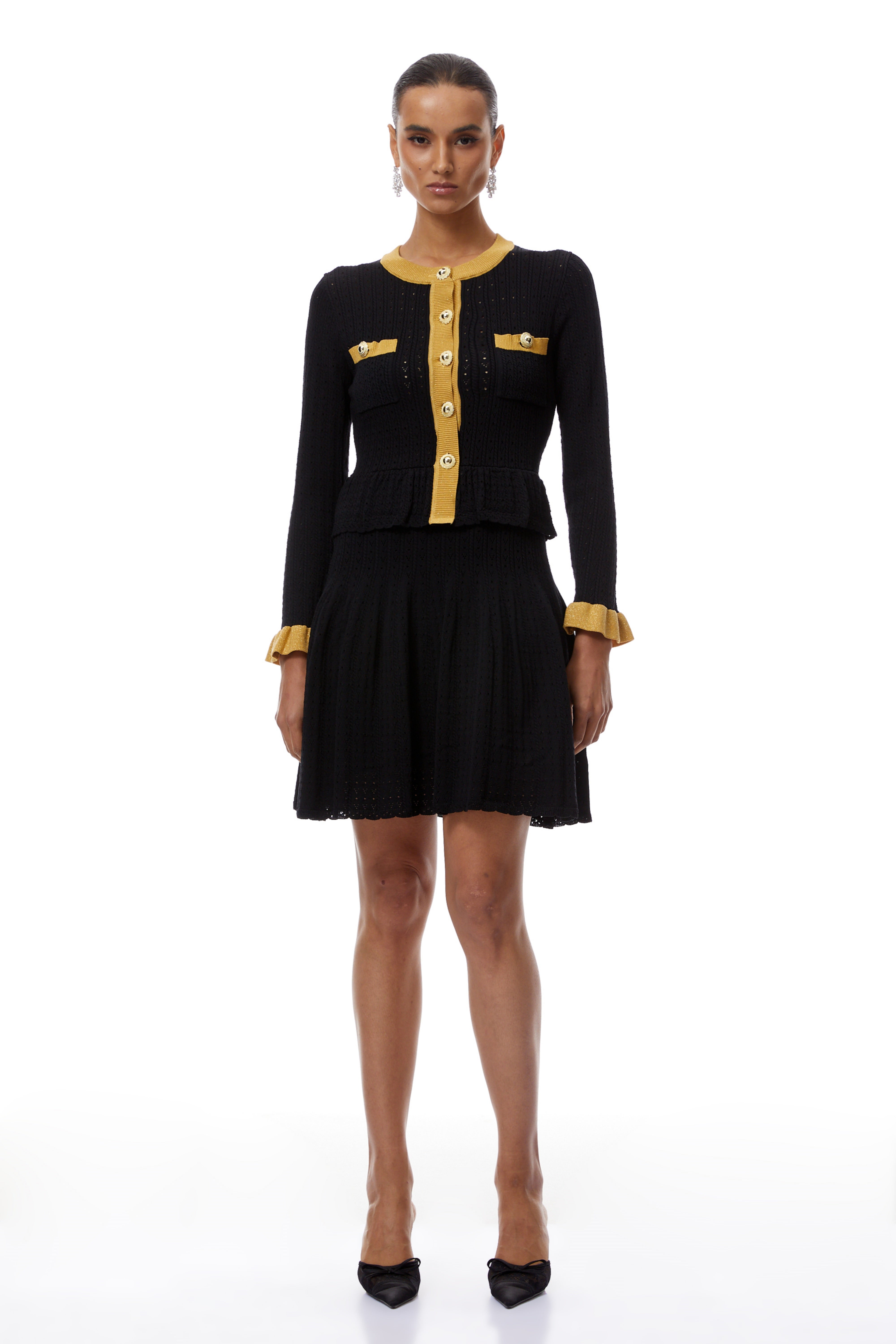 Khloe Black Color Block Knit Mini Dress (Final Sale)
