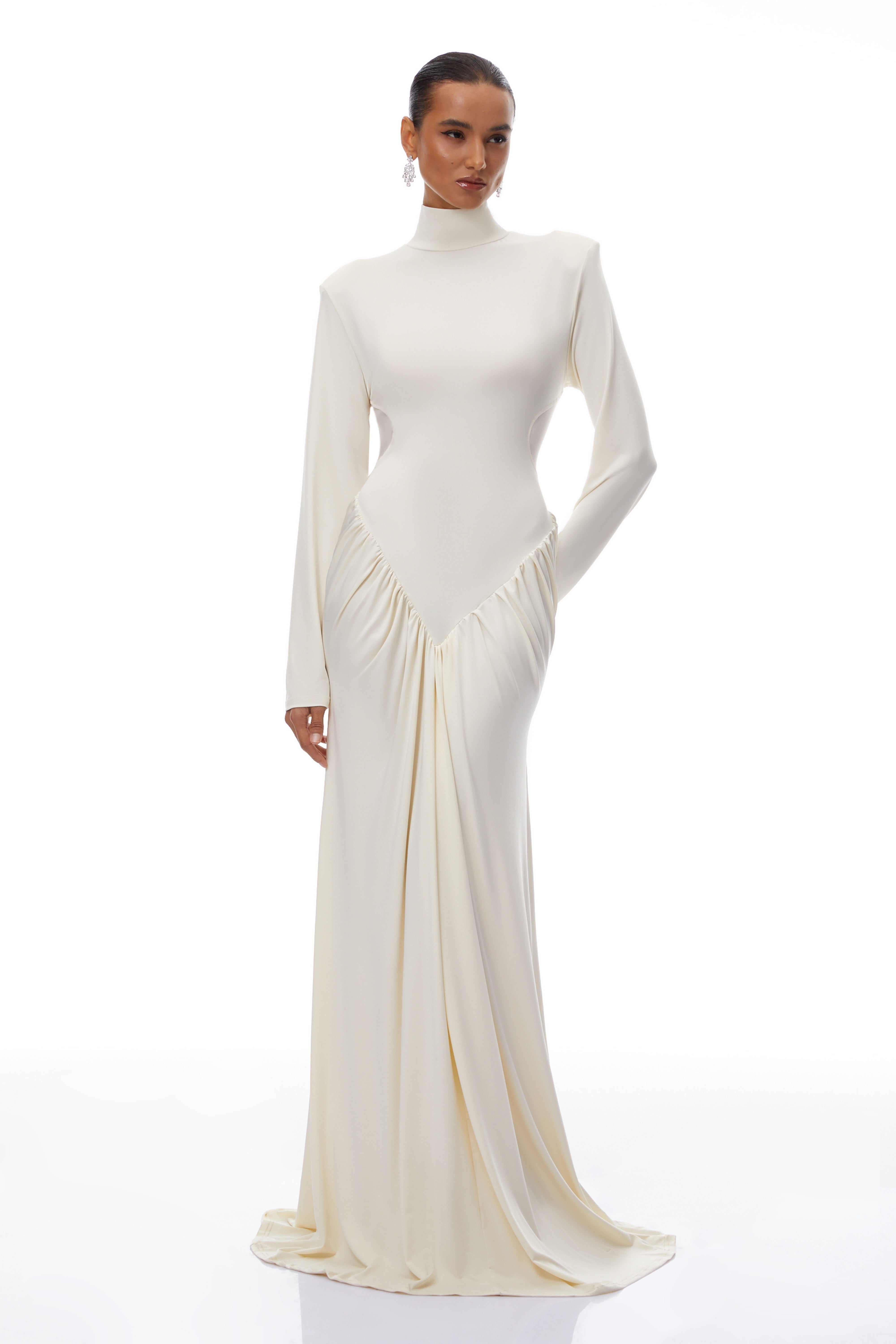 Harriet White Cut Out Ruched Maxi Dress (Final Sale-US Only)