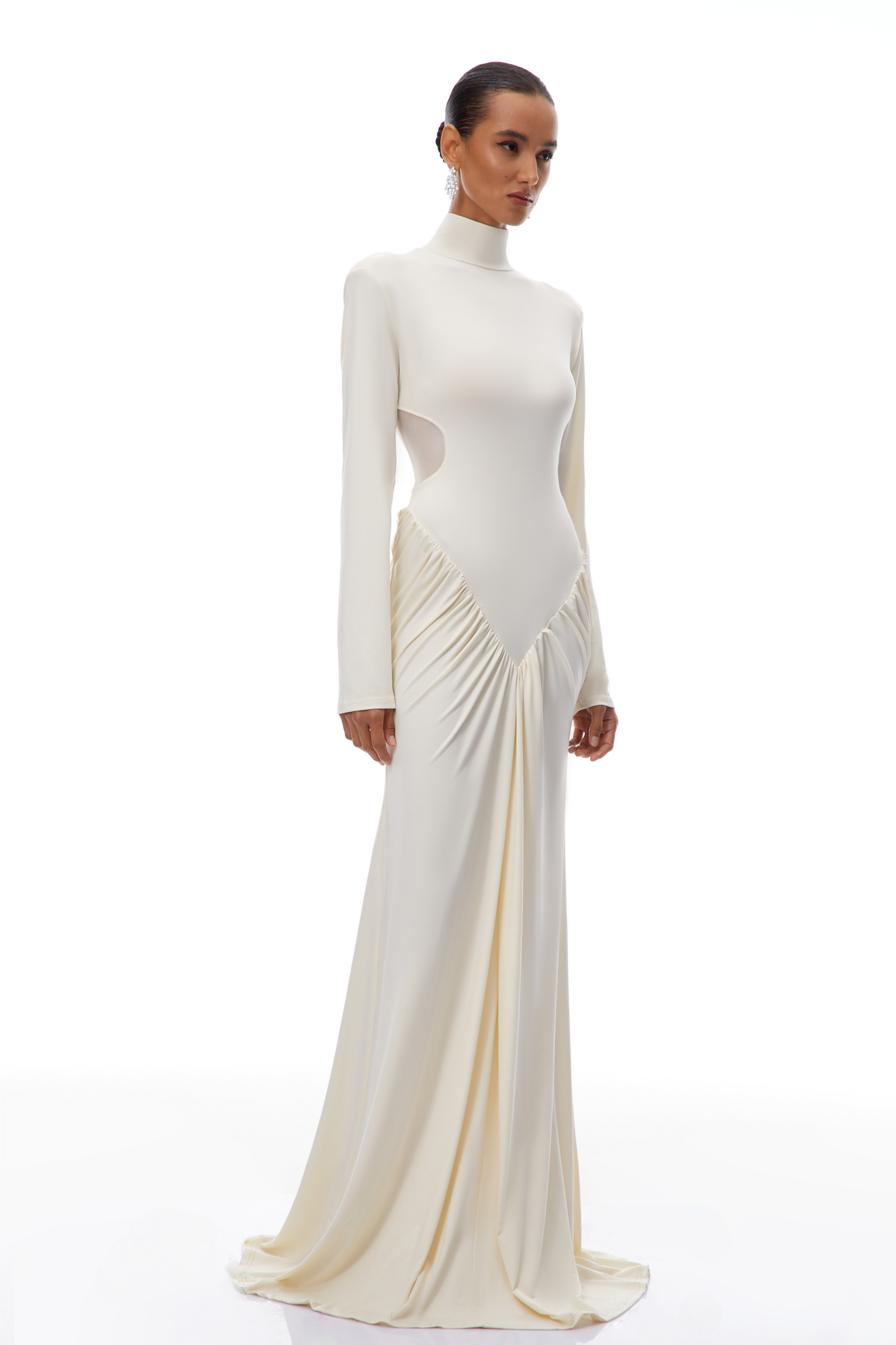 Harriet White Cut Out Ruched Maxi Dress (Final Sale-US Only)