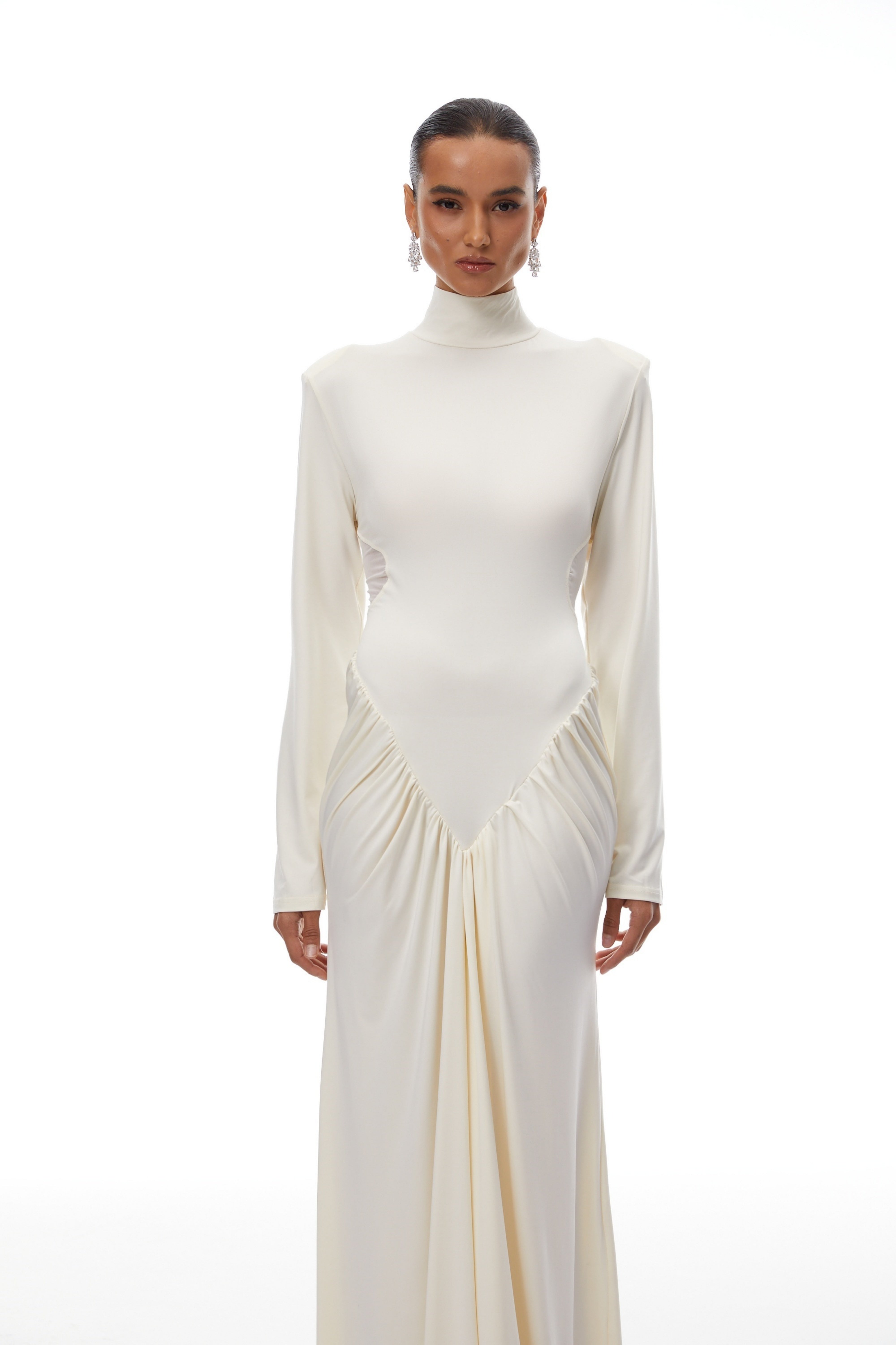 Harriet White Cut Out Ruched Maxi Dress (Final Sale-US Only)