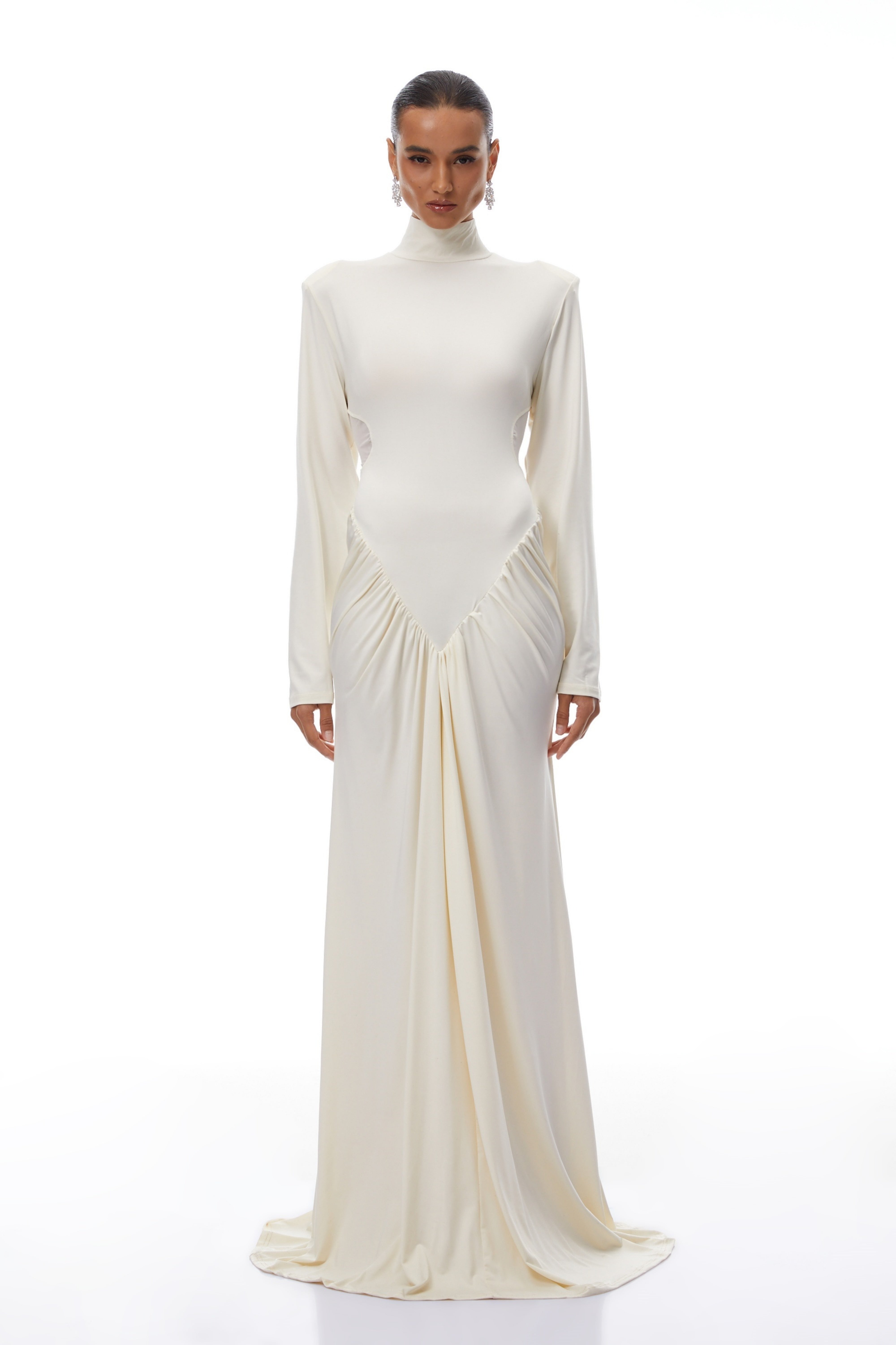 Harriet White Cut Out Ruched Maxi Dress (Final Sale-US Only)