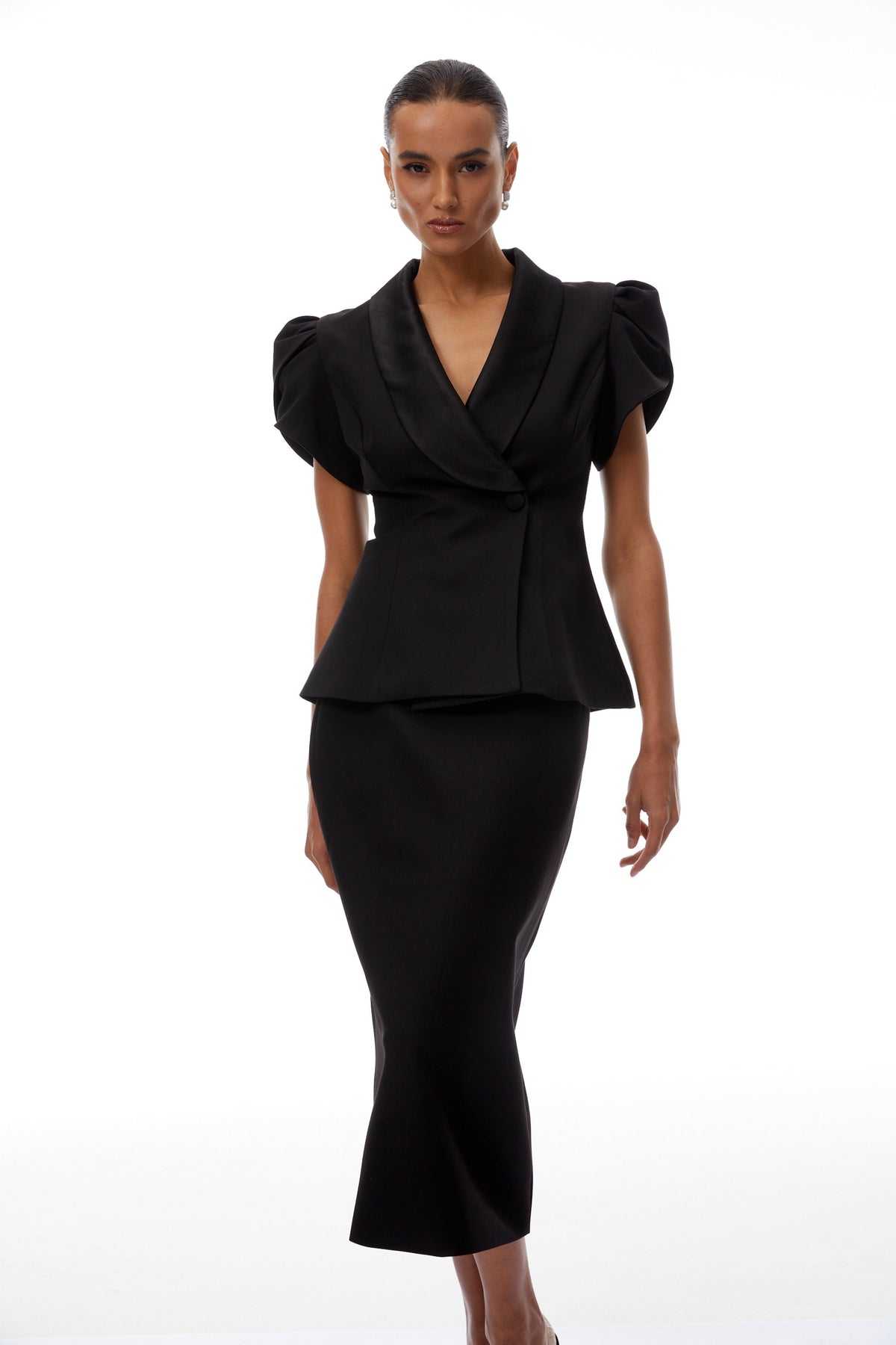 Acharya Black Blouse & Pencil Skirt Set (Final Sale)
