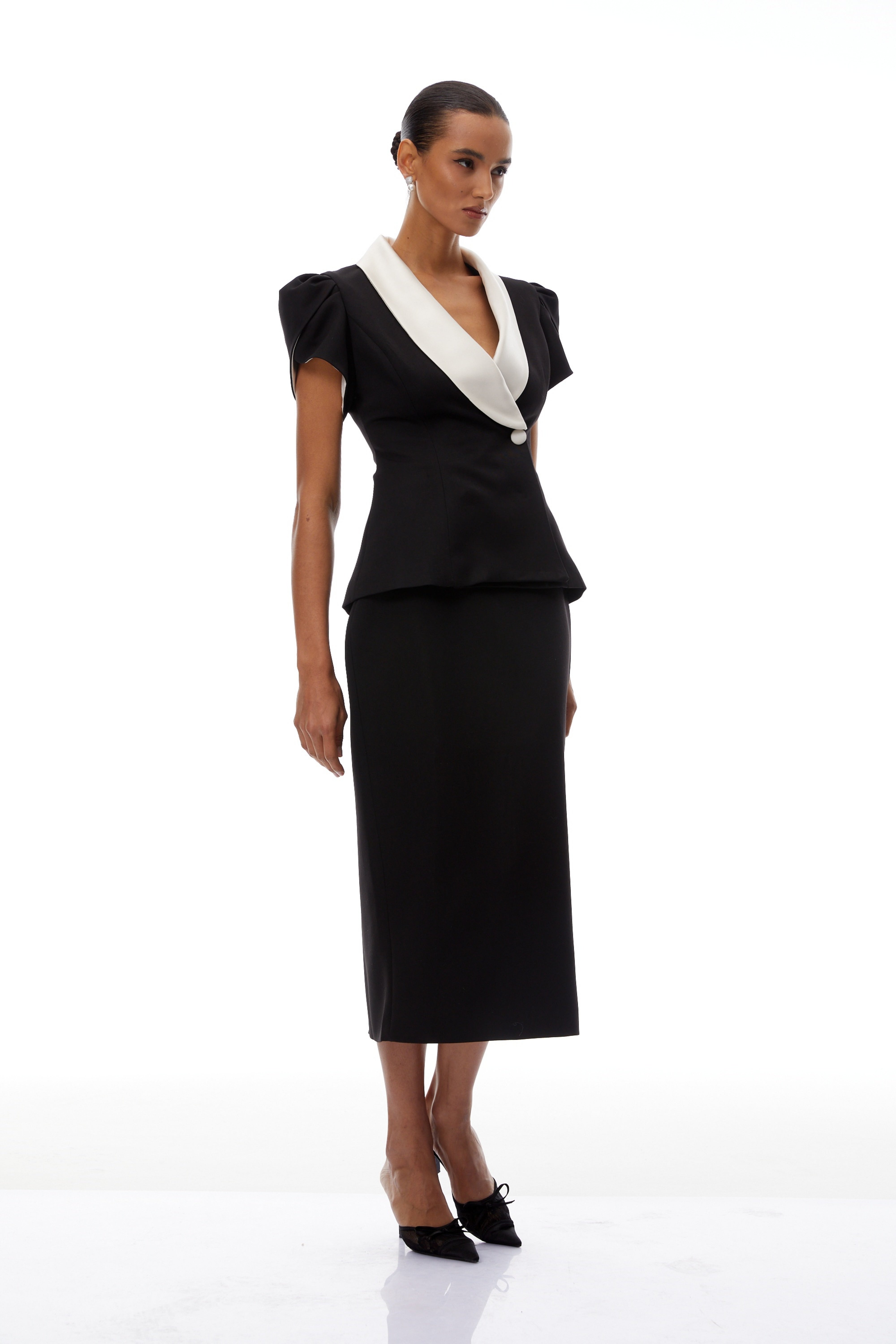 Acharya Color Block Blouse & Pencil Skirt Set