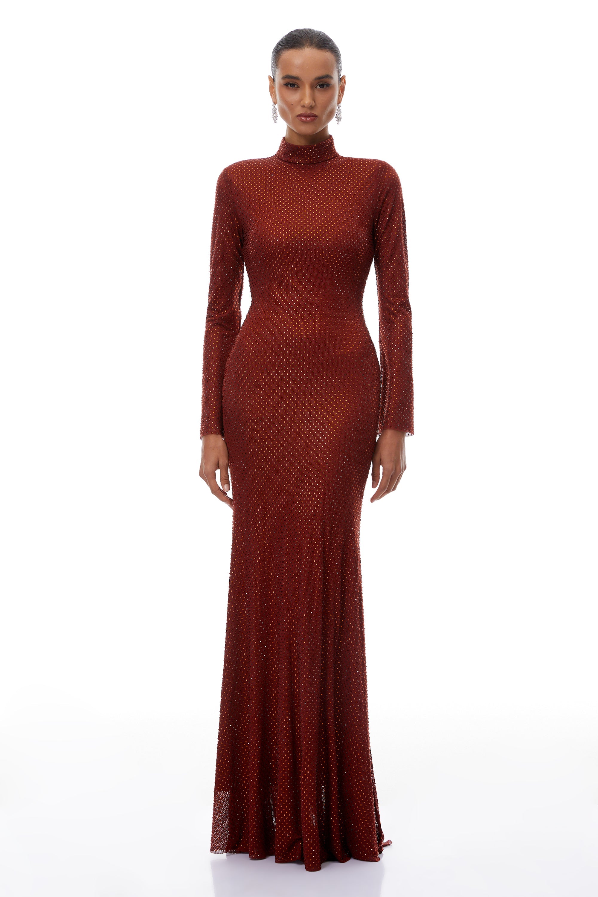 Sharon Red Rhinestone Embellished Maxi Dress