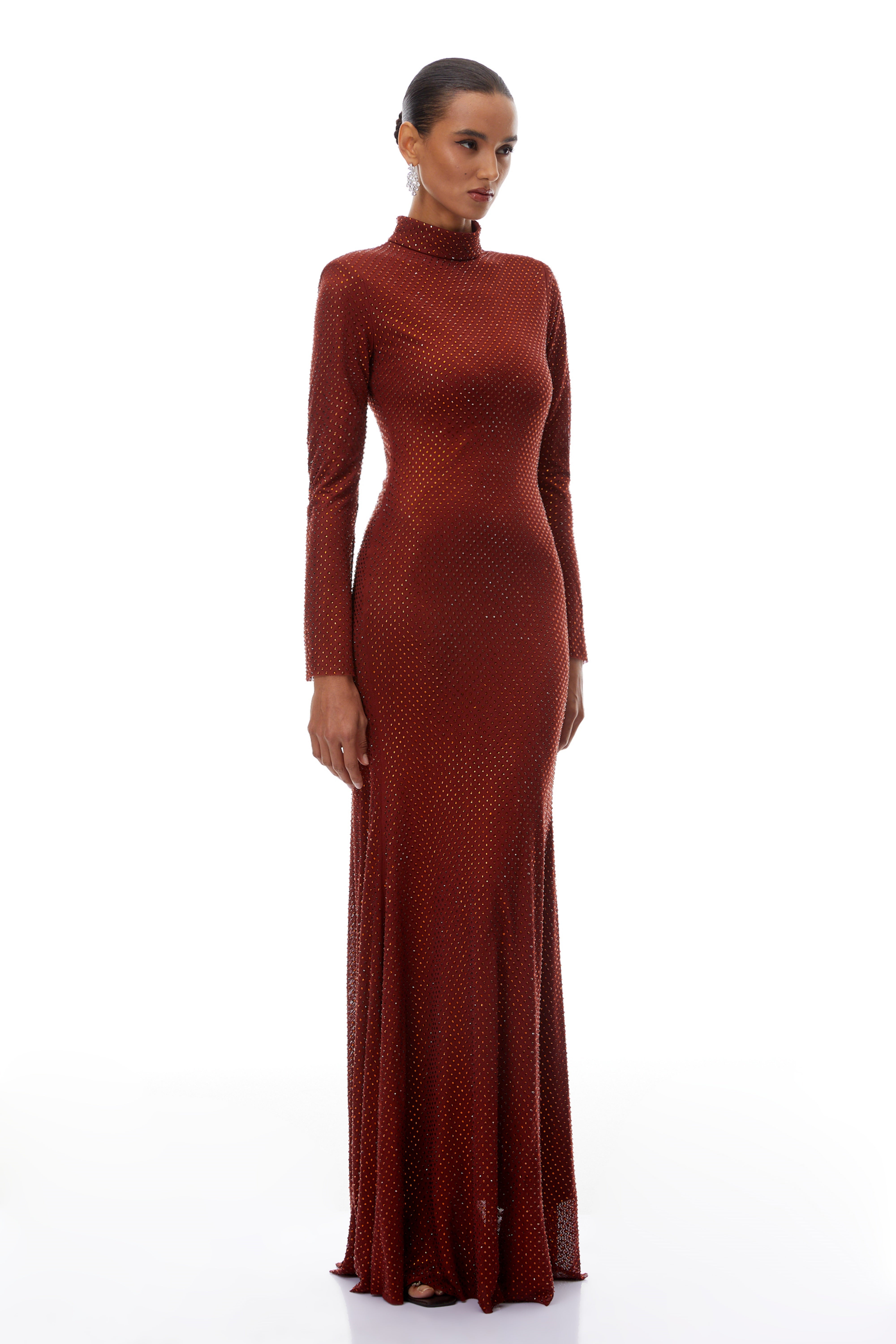 Sharon Red Rhinestone Embellished Maxi Dress