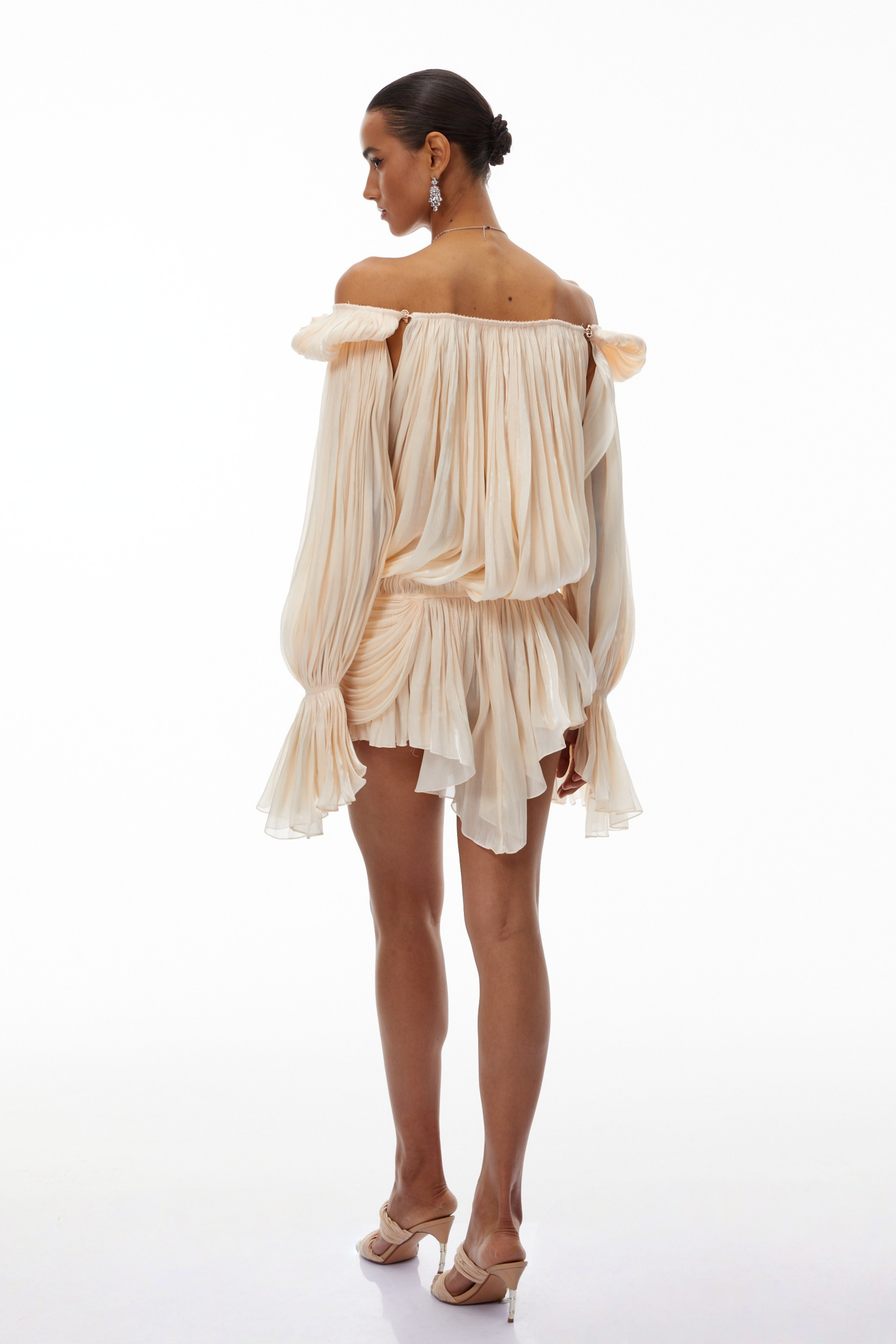 Halvard Neutrals Fully Pleated Ruffled Mini Dress