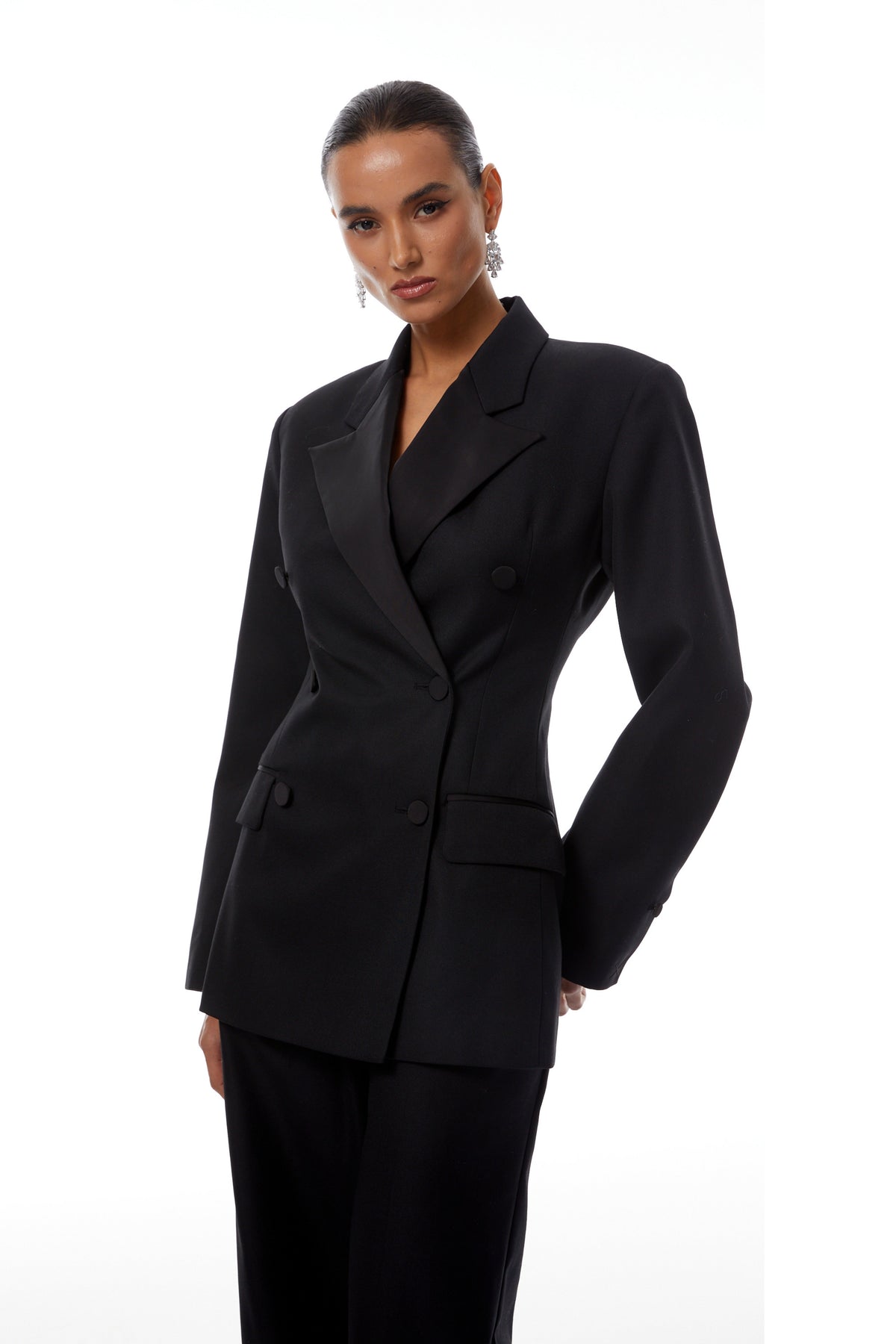 Stian Black Cinched Waist Blazer & Trousers Set (Final Sale)