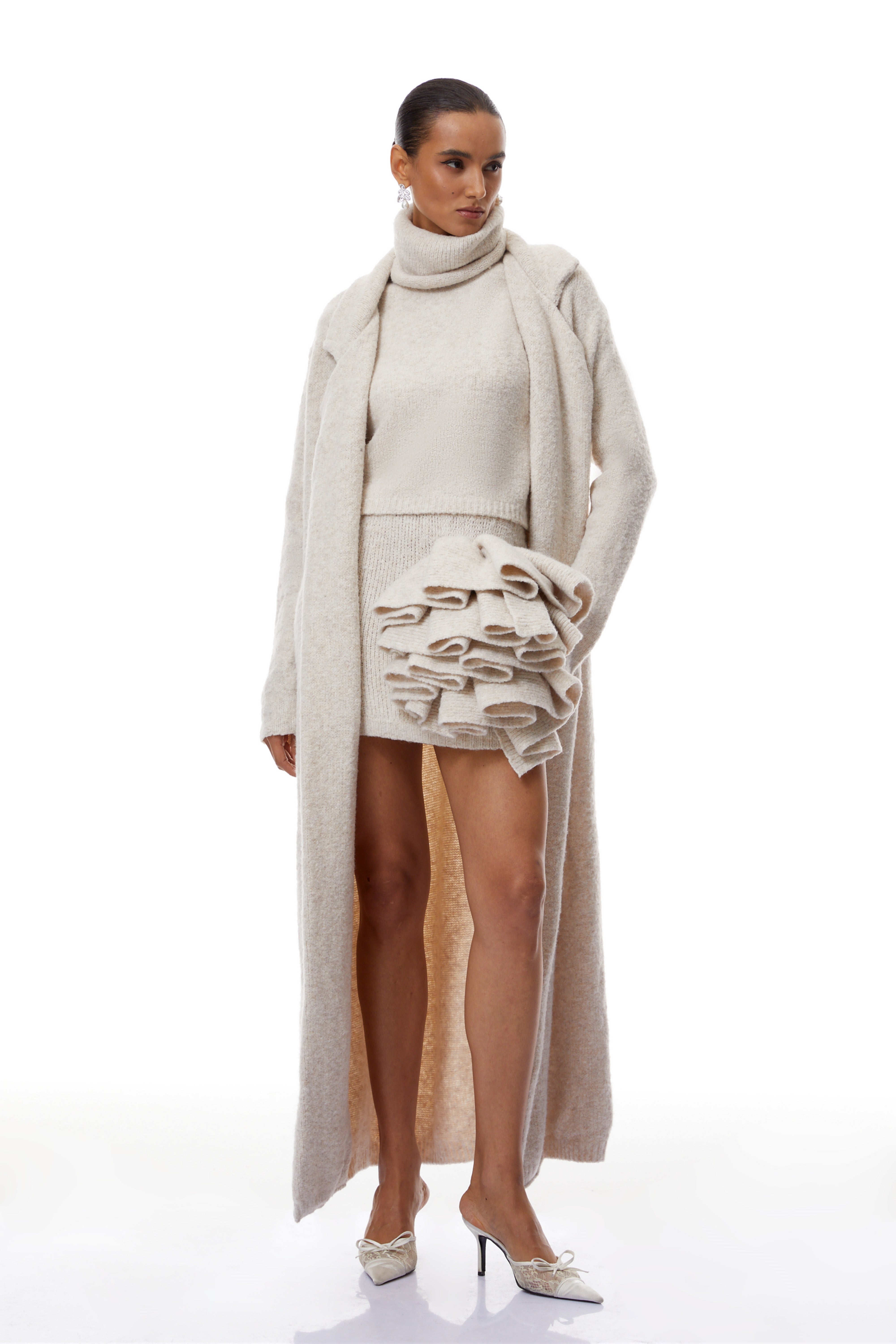 Rocío Khaki Ribbed Knit Three-Piece Set