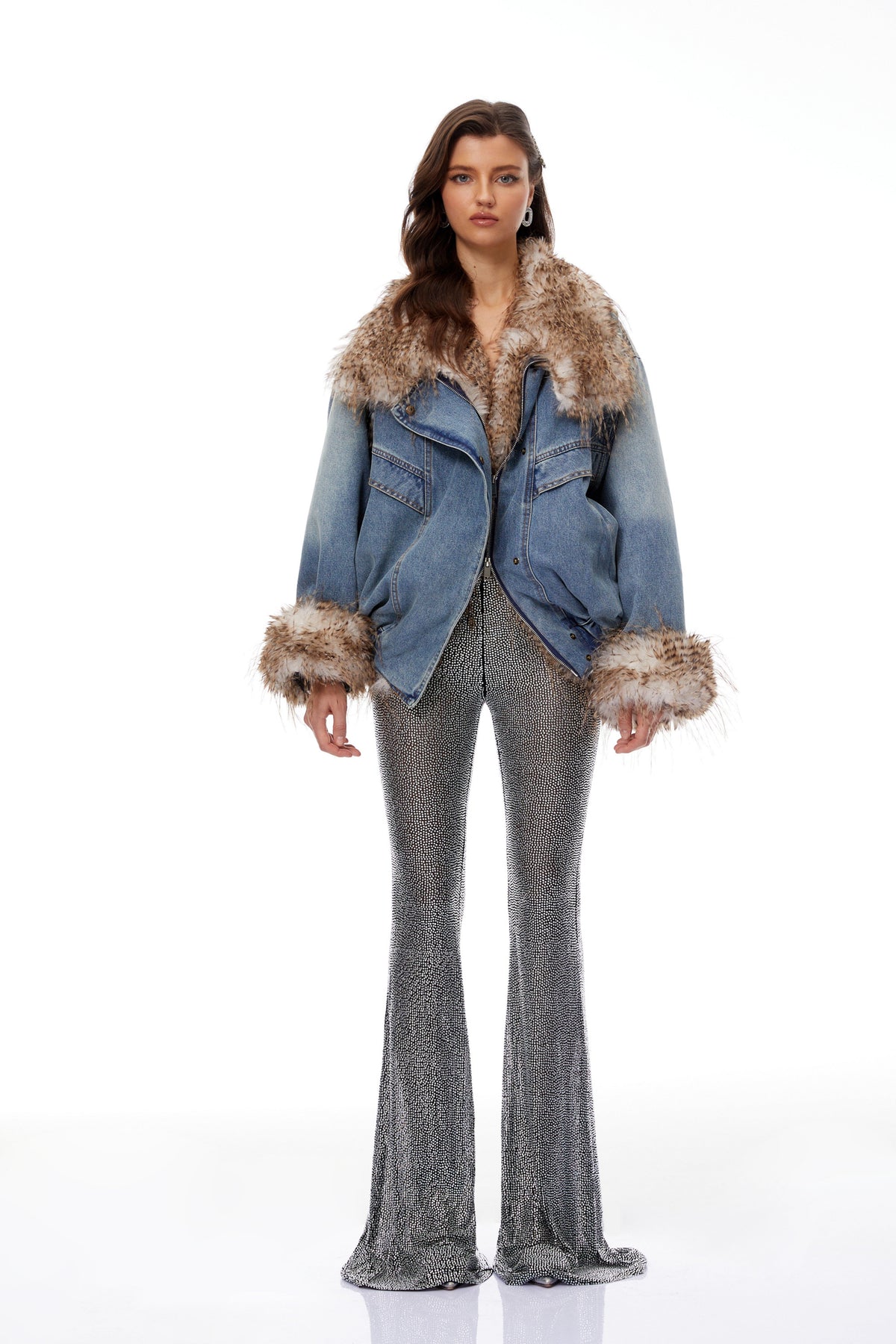 Gemma Blue Ombré Feather Panel Denim Jacket
