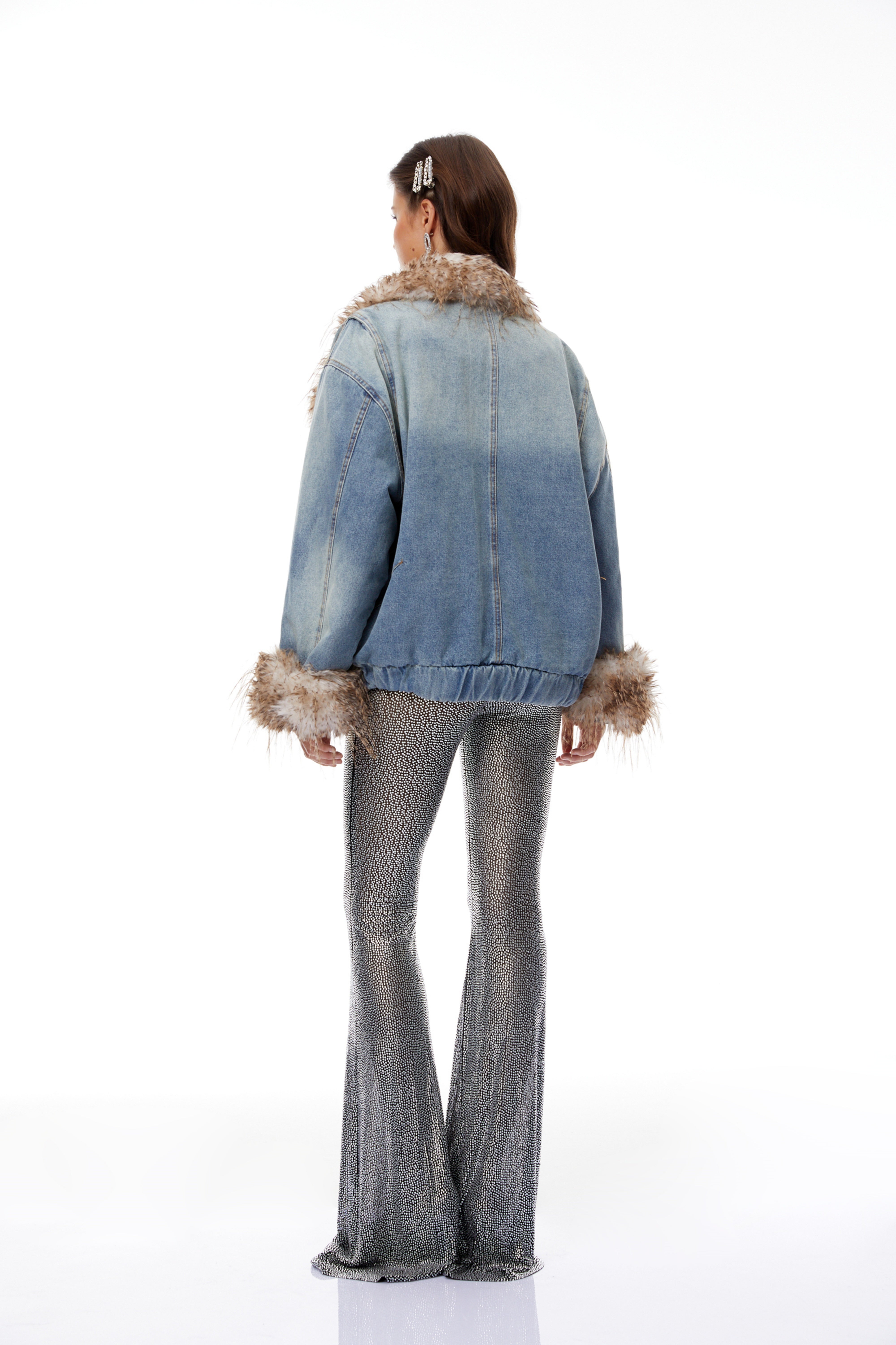 Gemma Blue Ombré Feather Panel Denim Jacket