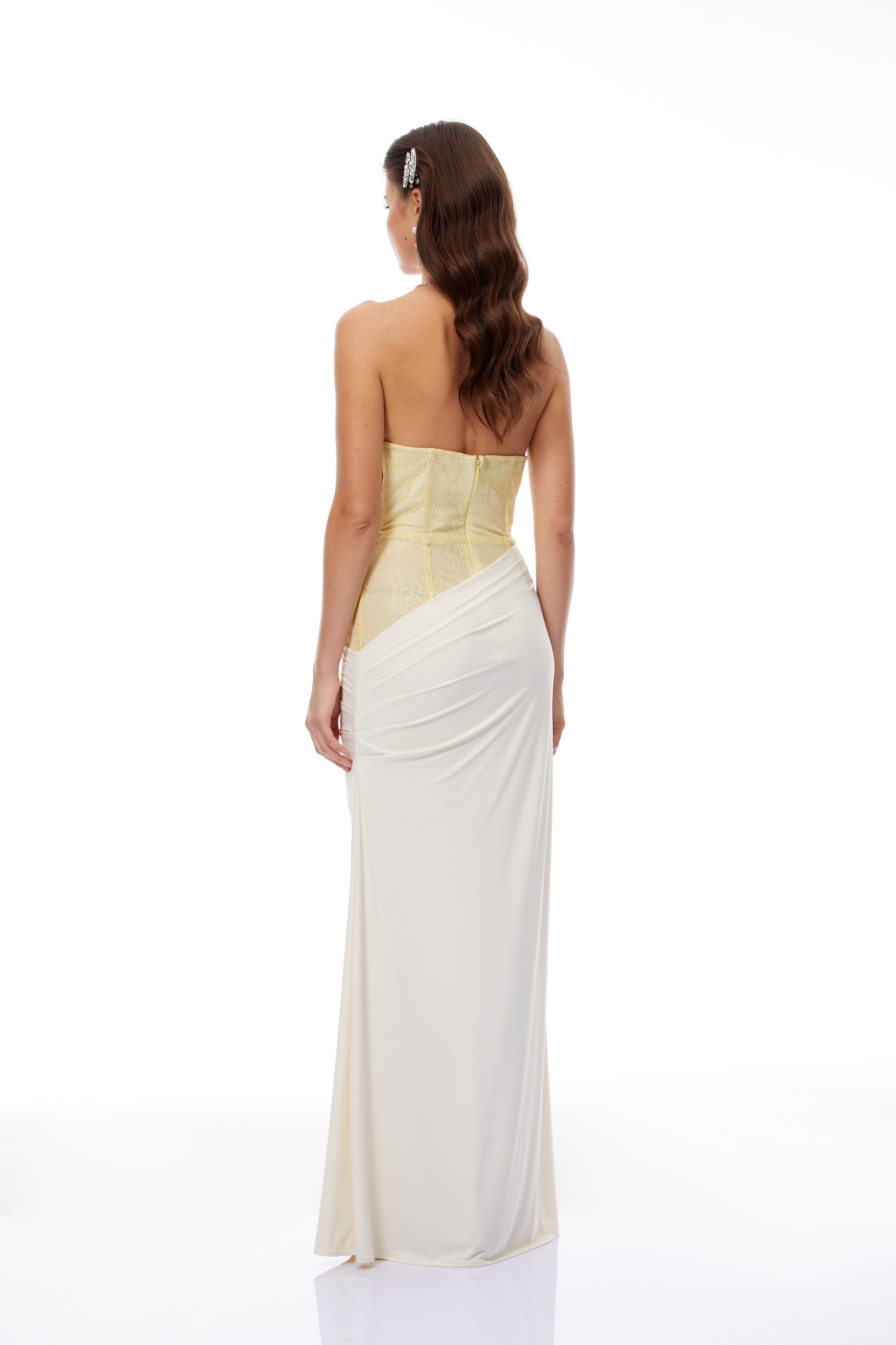 Beata Yellow Lace Corset Bodice Maxi Dress (Final Sale)
