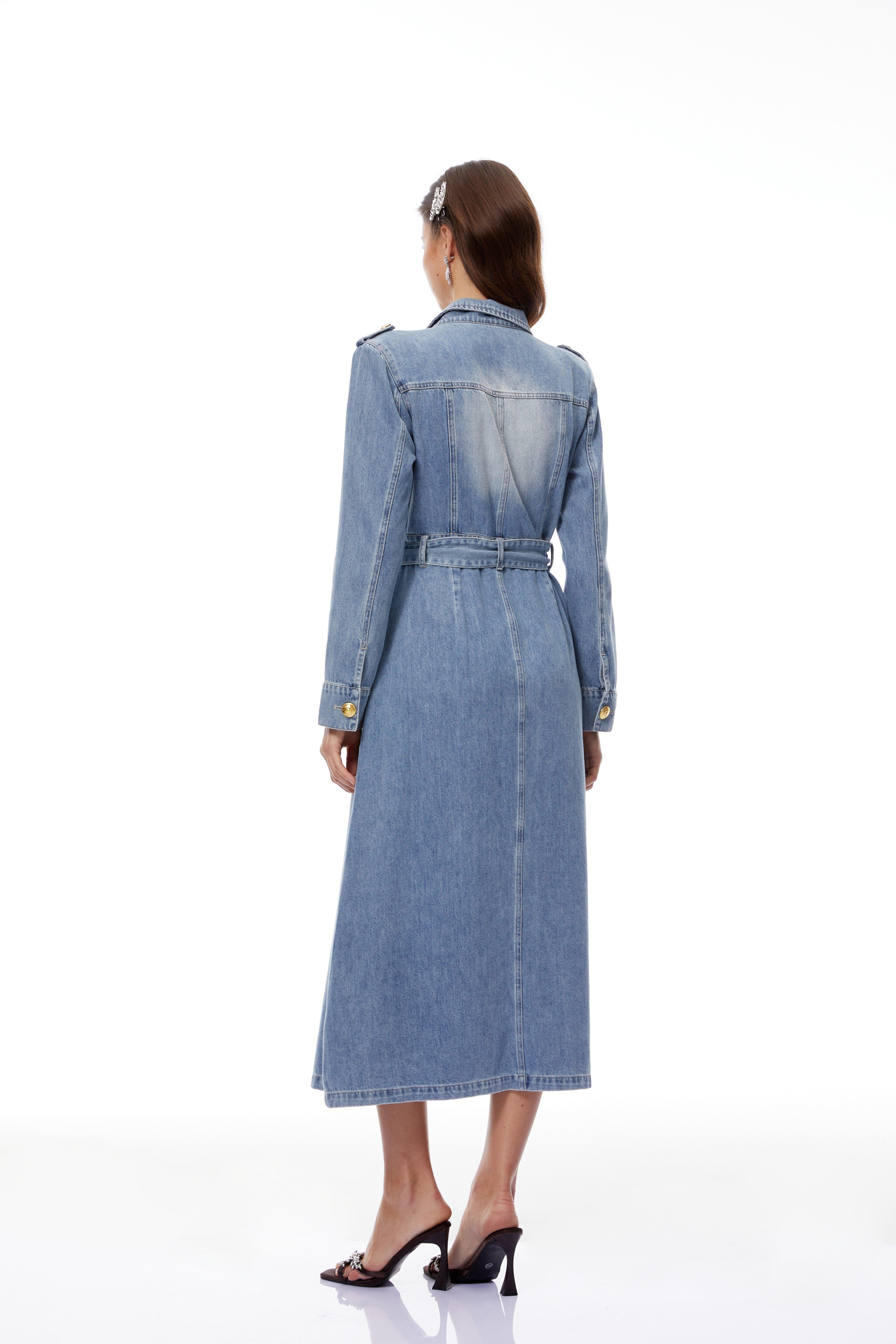 Tyra Blue Faded Denim Maxi Dress (Final Sale)