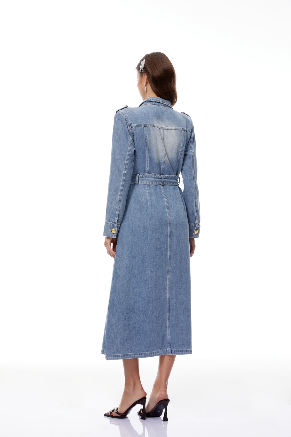 Tyra Blue Faded Denim Maxi Dress (Final Sale)