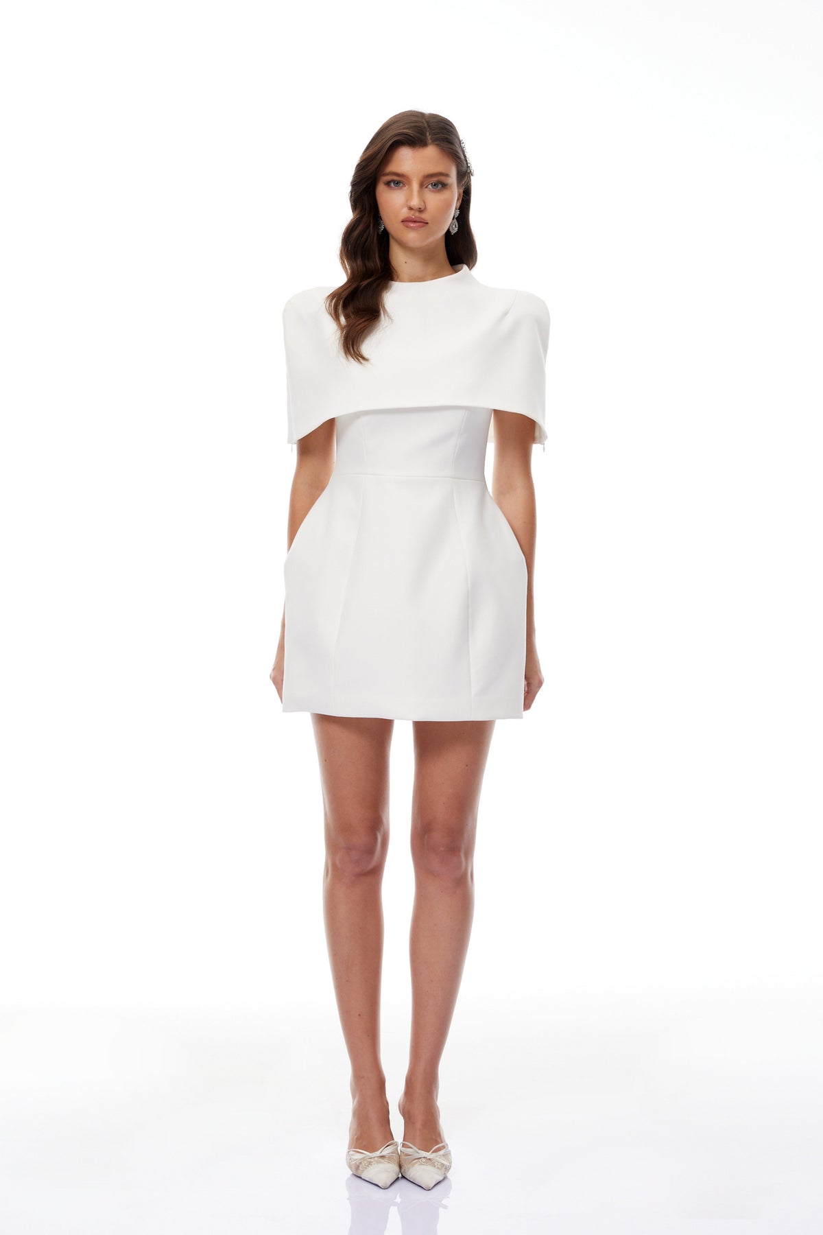 Kristveig White Cape Design Structured Mini Dress (Final Sale-US Only)