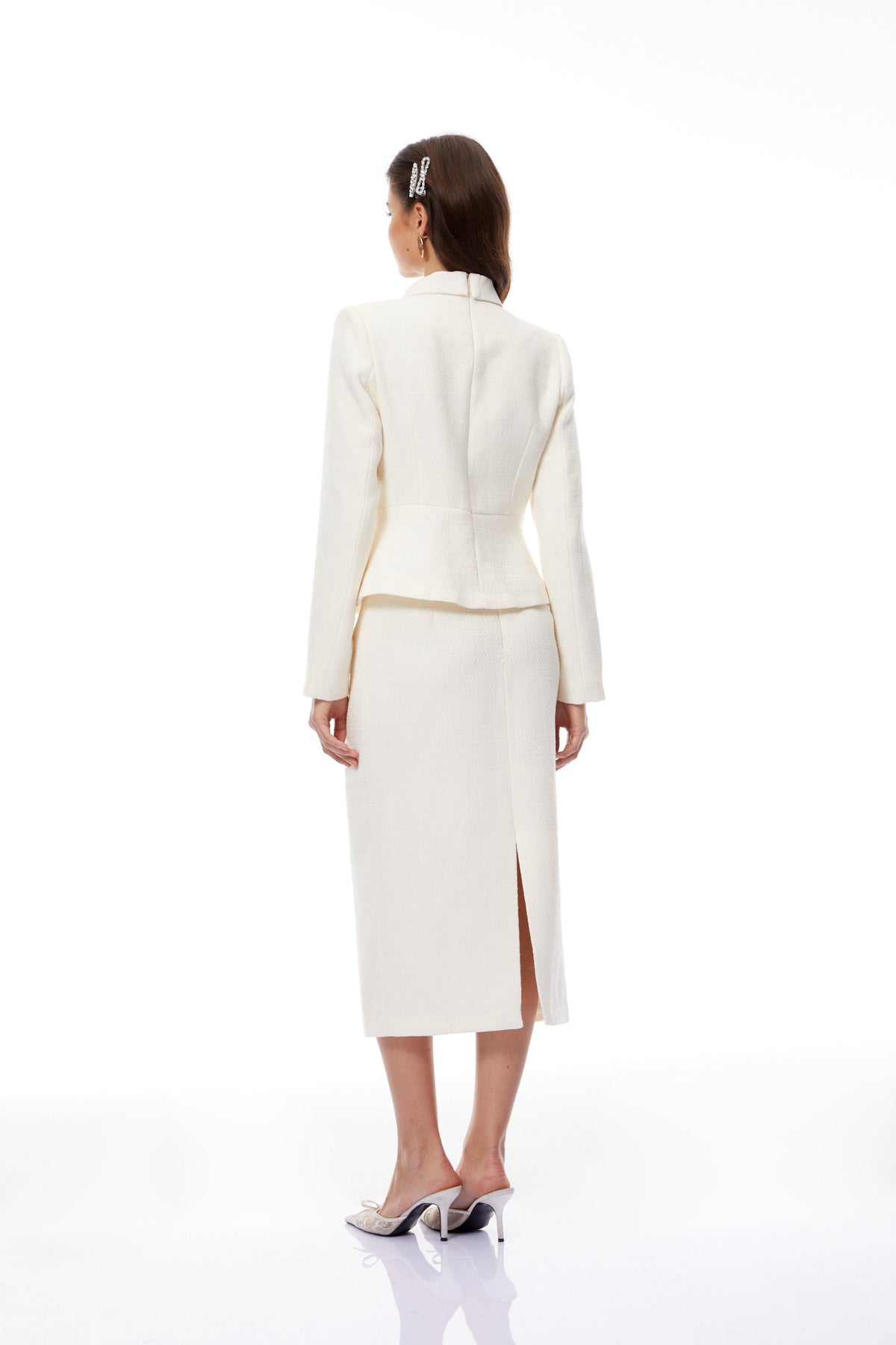 Regina White Crystal Embellished Tweed Jacket & Skirt Set (Final Sale-US Only)