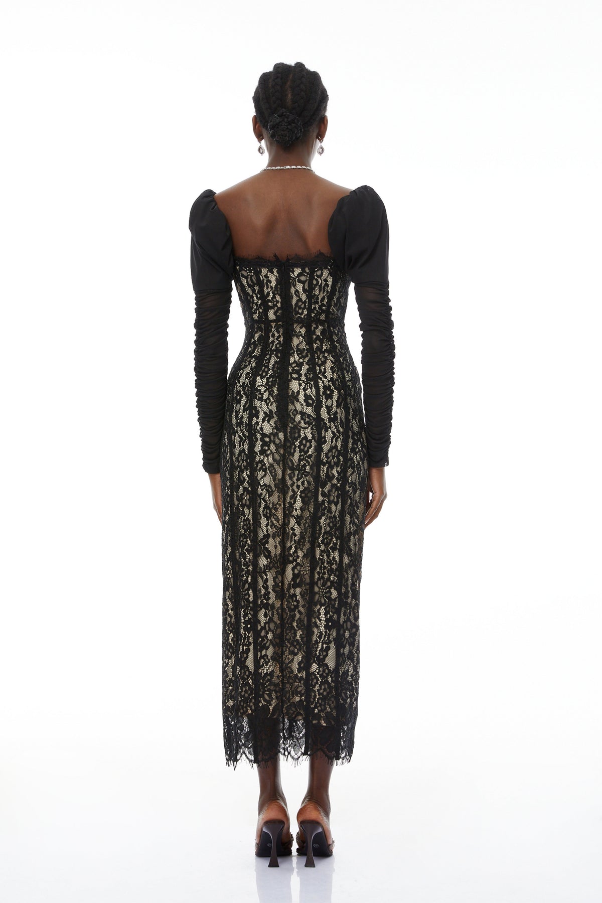 Beatrice Black Puff Sleeve Lace Maxi Dress (Final Sale)