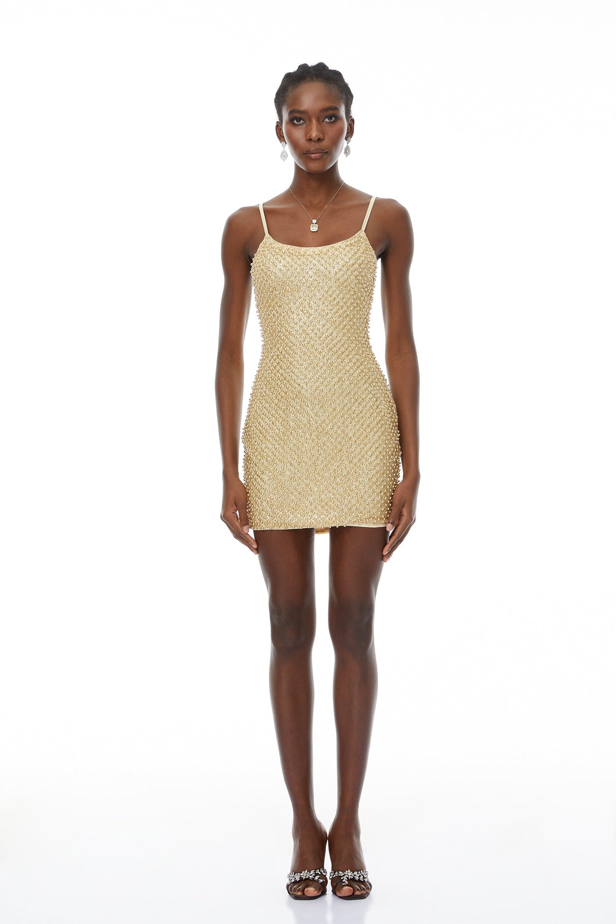 Gaia Gold Beaded Bodycon Mini Dress(Final Sale)