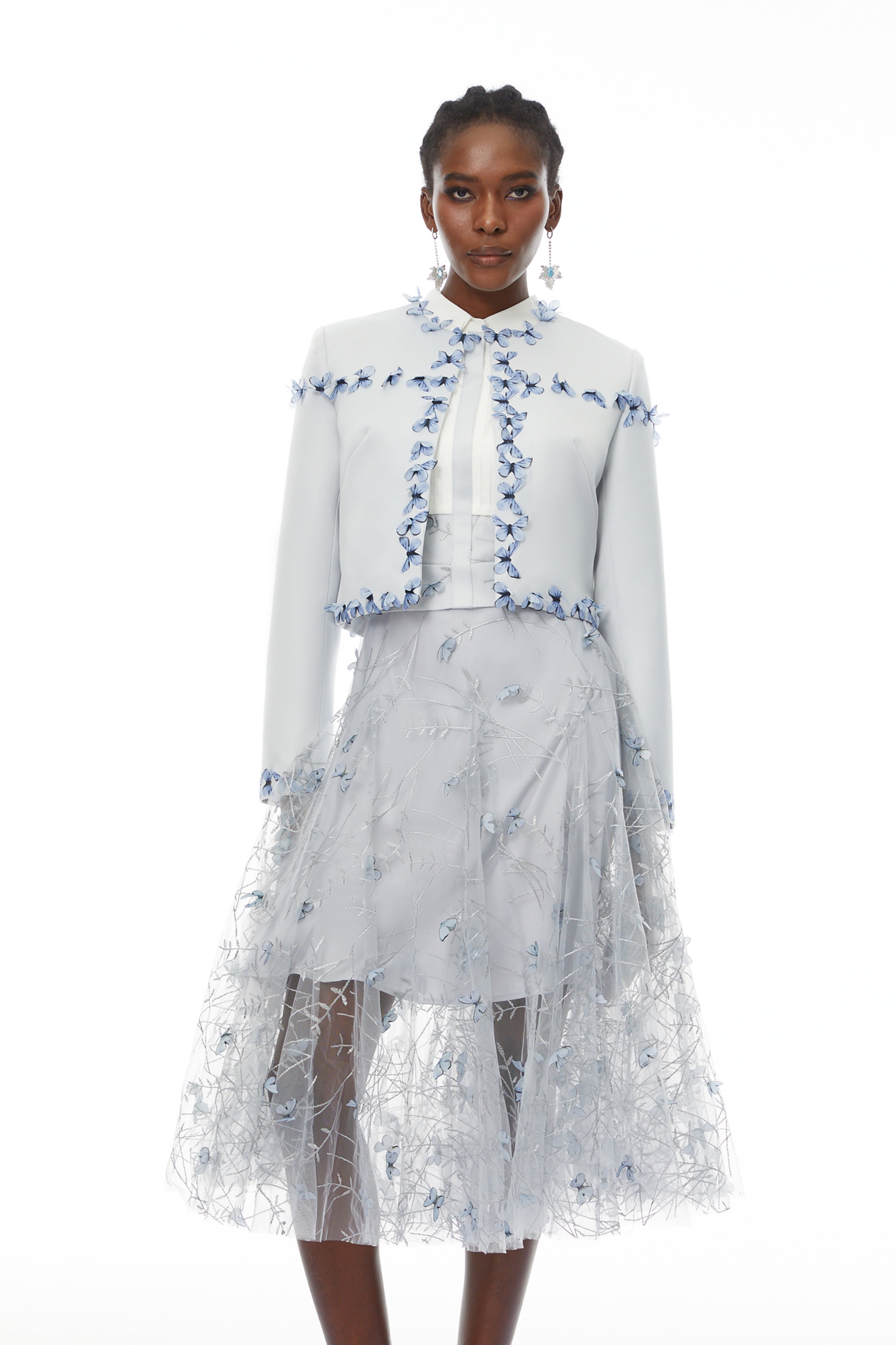 Neve Lavender Floral Appliqué Jacket & Dress Set (Final Sale)
