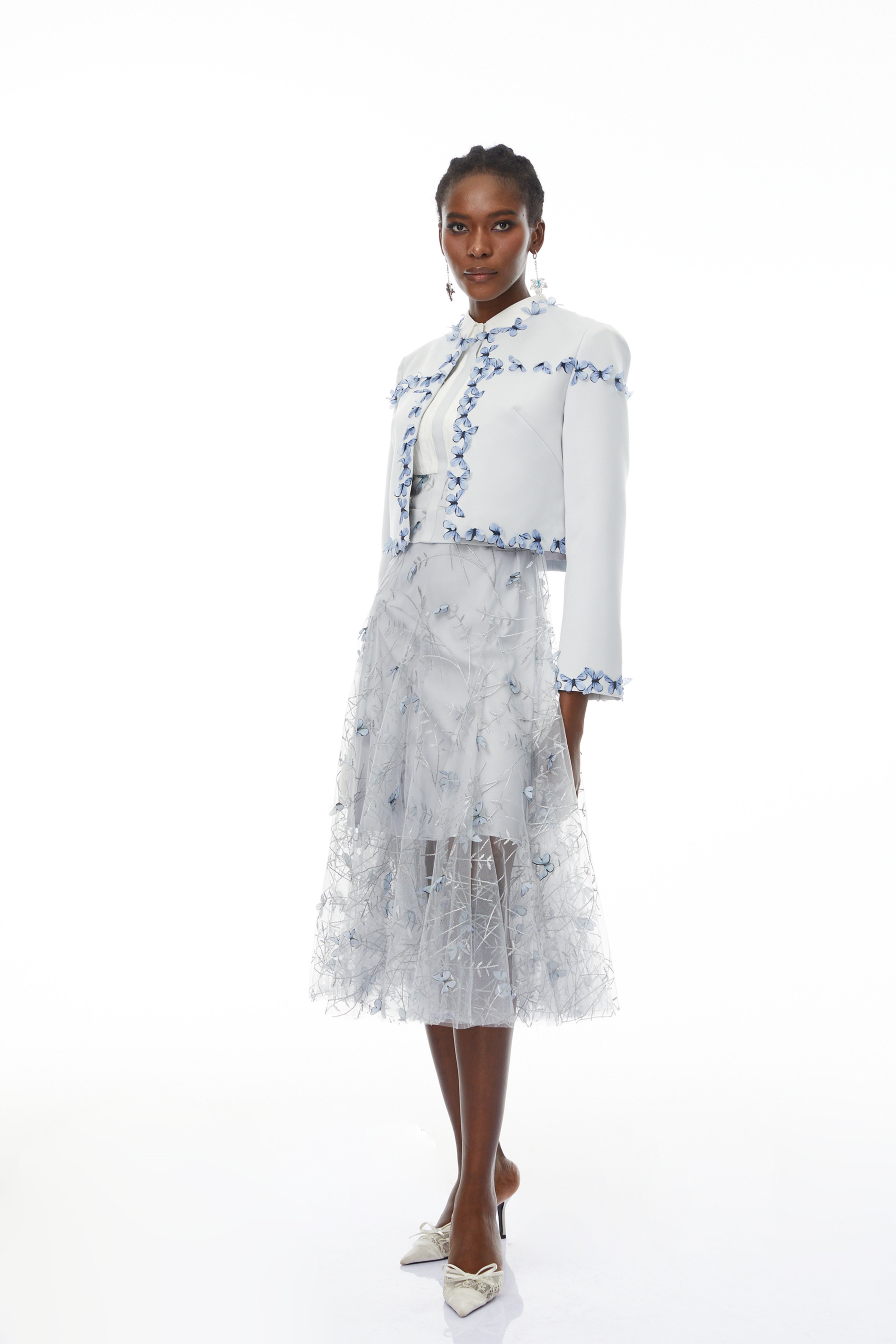 Neve Lavender Floral Appliqué Jacket & Dress Set (Final Sale)