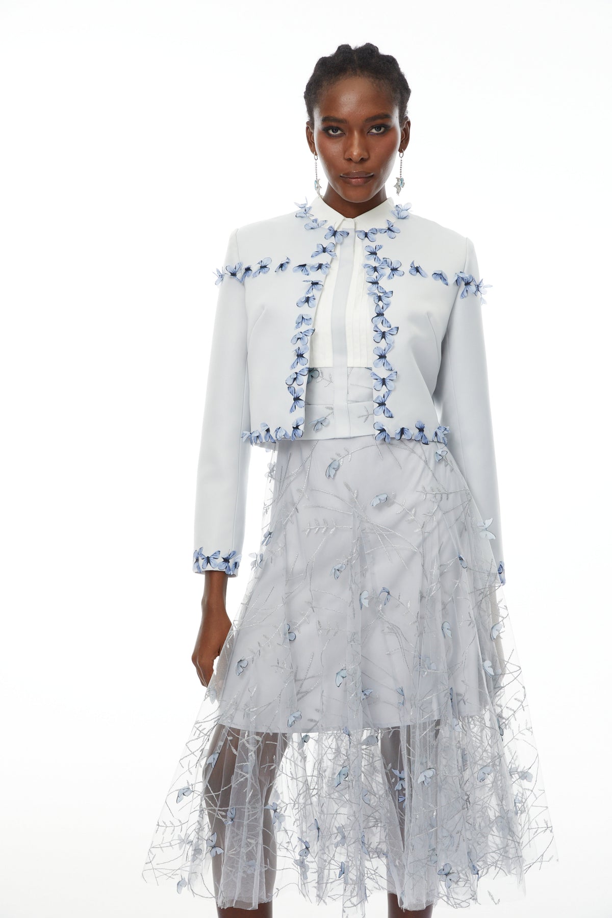 Neve Lavender Floral Appliqué Jacket & Dress Set