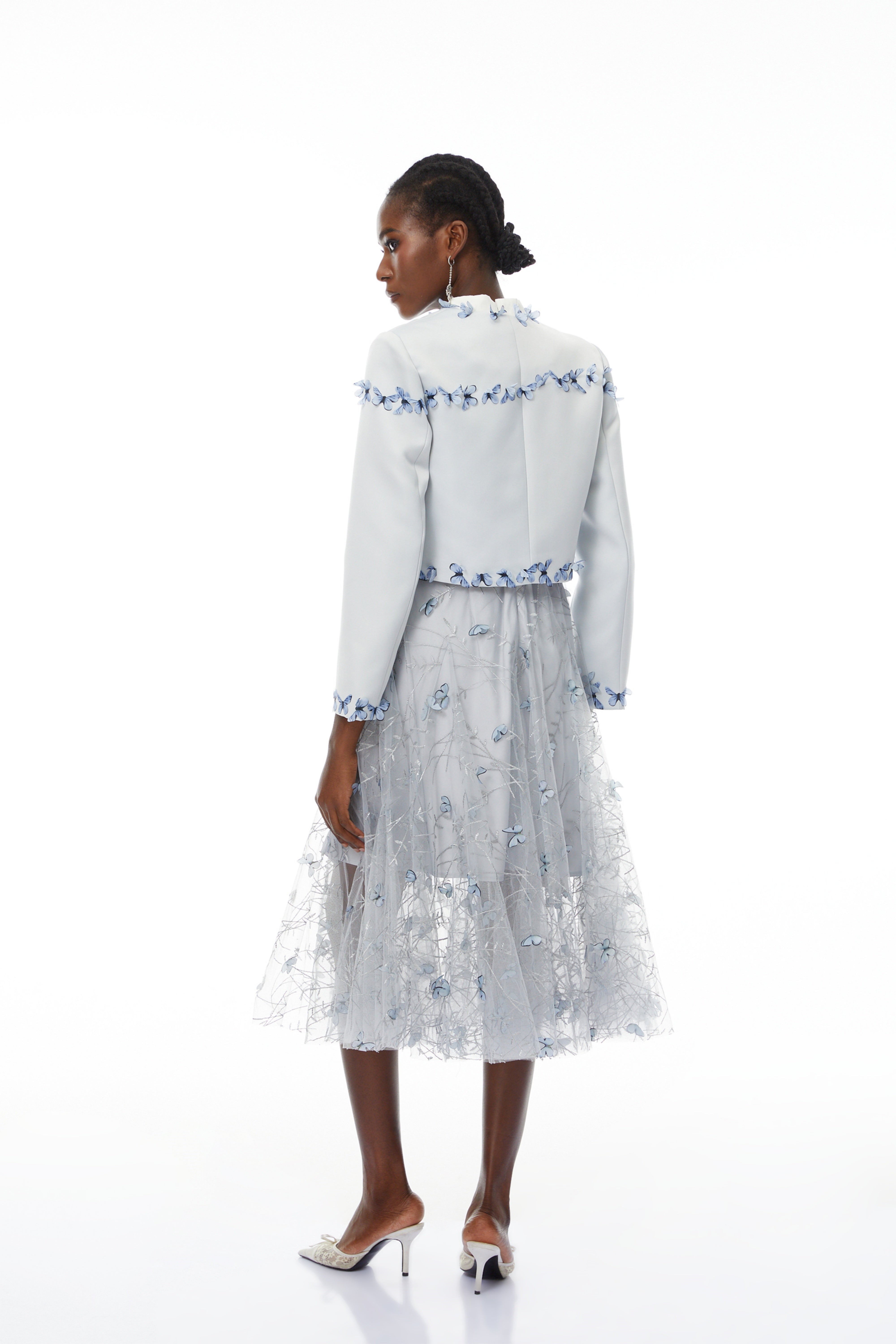 Neve Lavender Floral Appliqué Jacket & Dress Set (Final Sale)