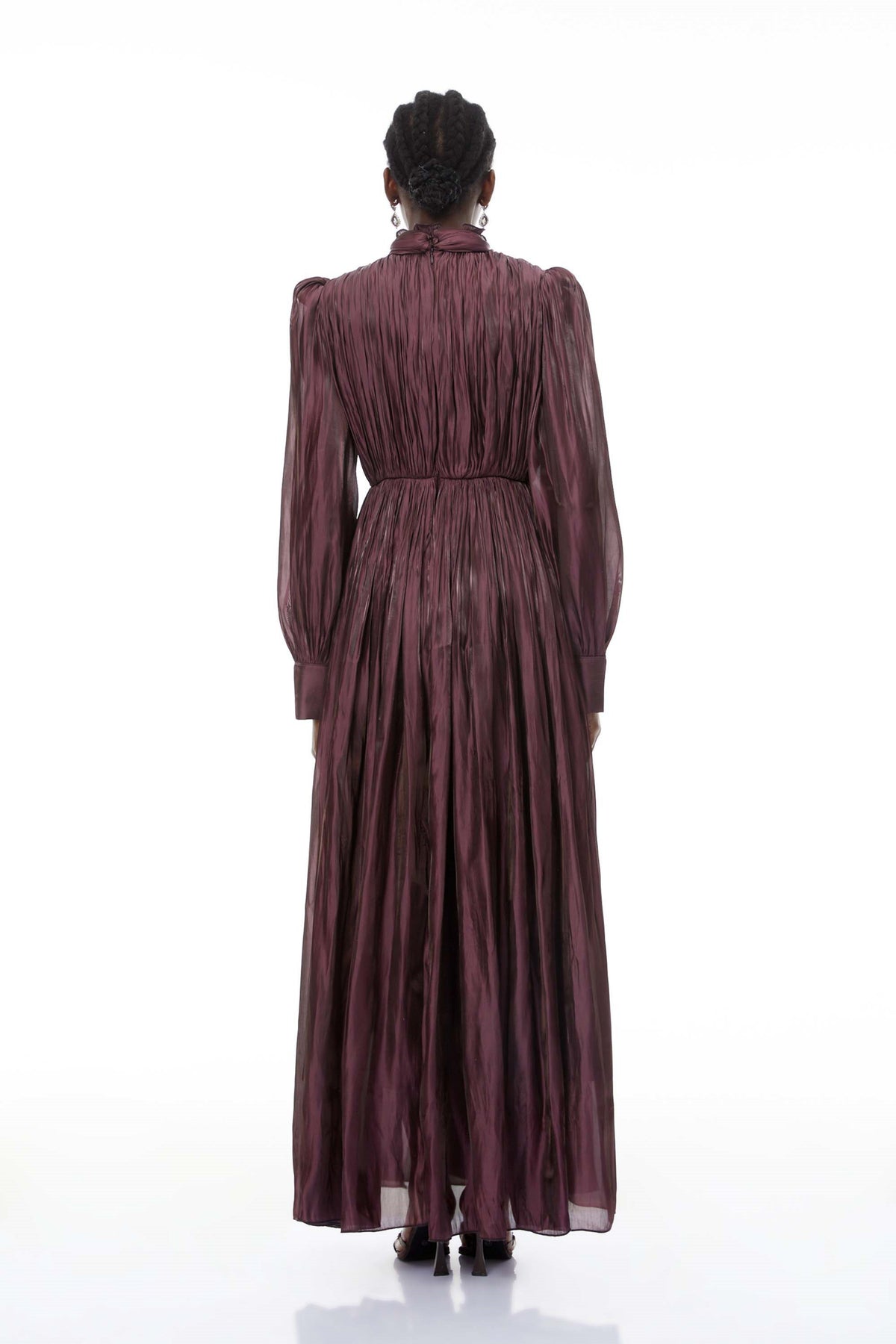 Sage Brown Crossed Design Maxi Dress (Final Sale-US Only)
