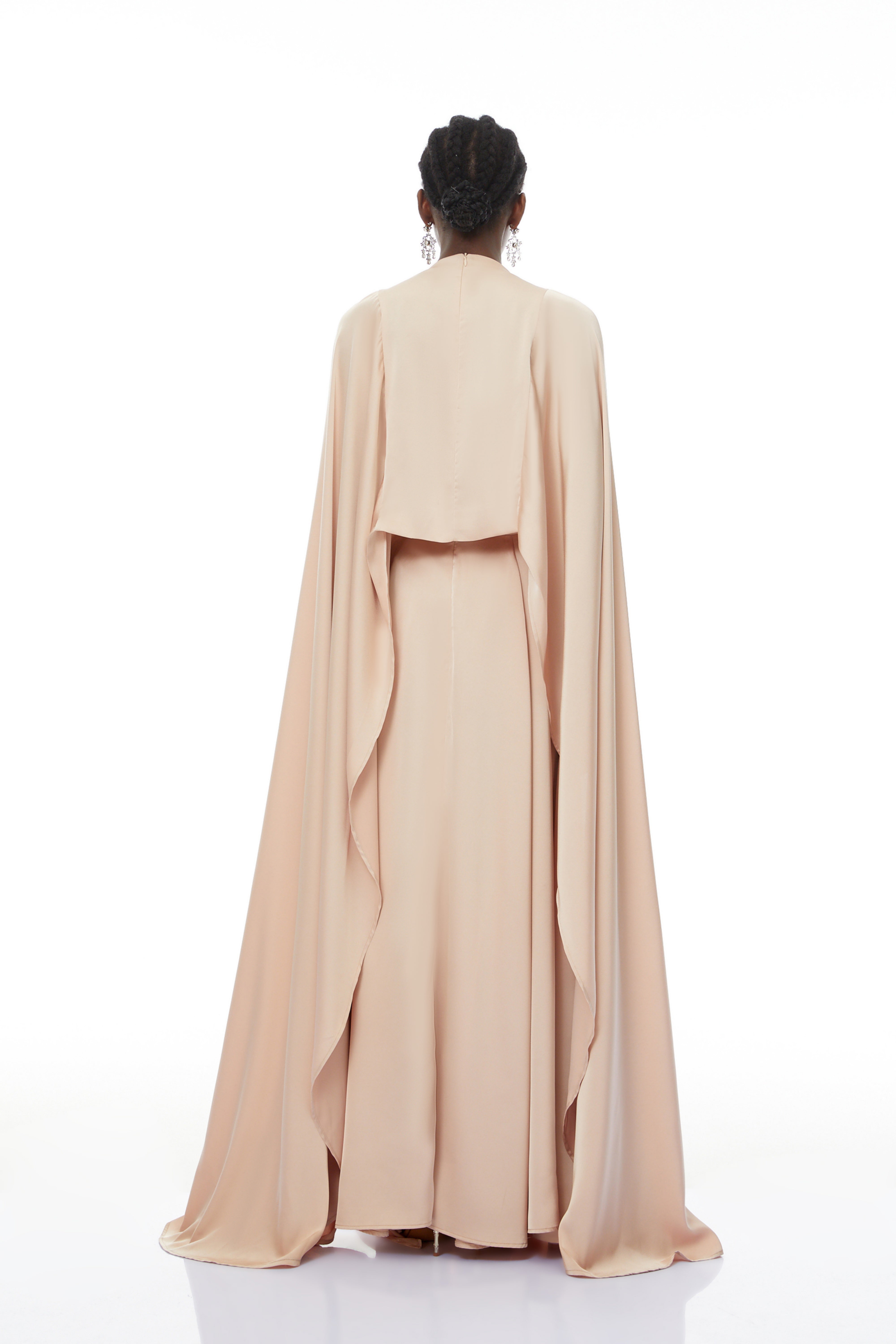 Everleigh Champagne Satin Top & Skirt Set With Cape Detail (Final Sale-US Only)