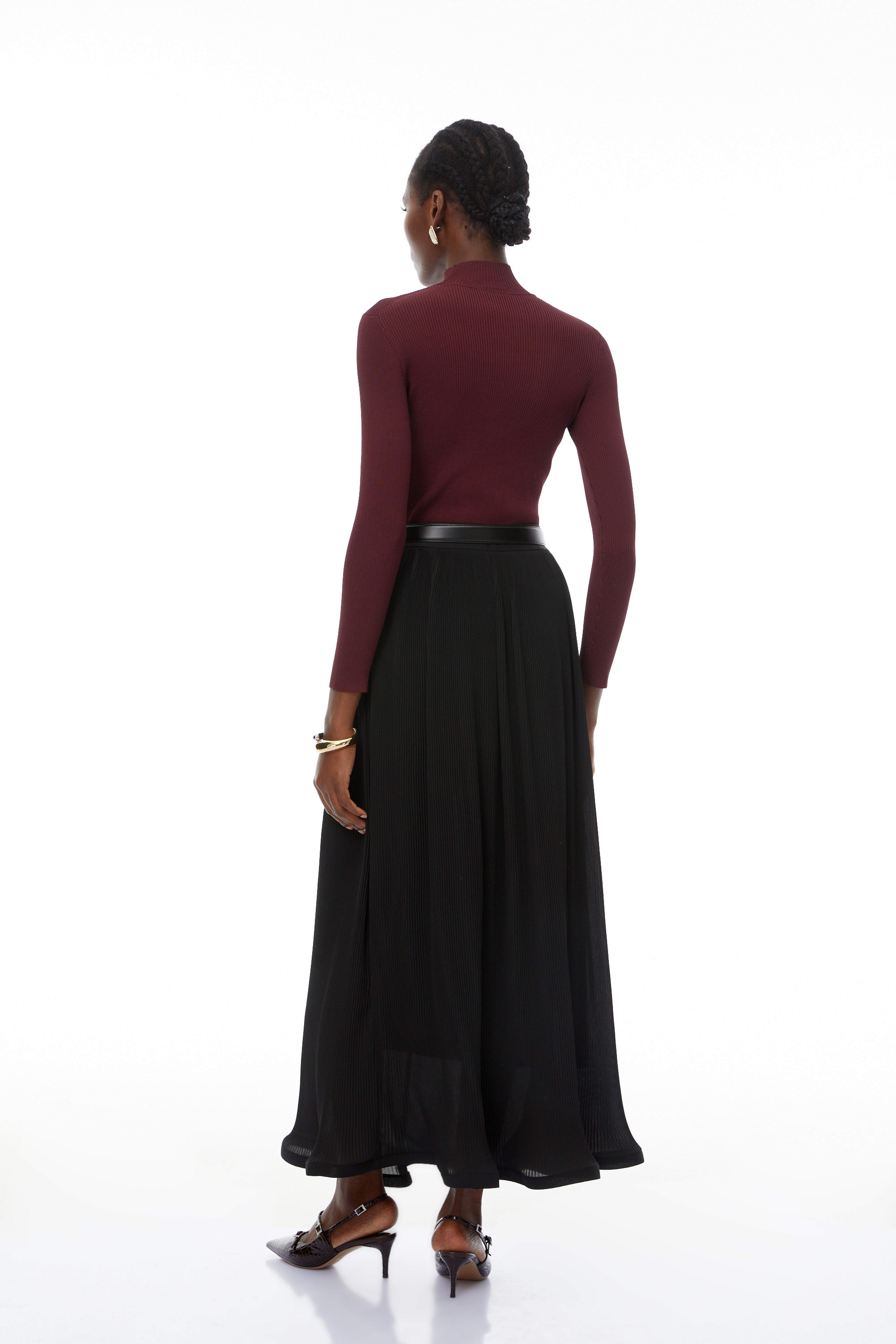 Thiago Burgundy Cut-Out Knit Top